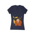 Redhead Witch Illustration Tee | Crescent Moon, Stars V-Neck Shirt