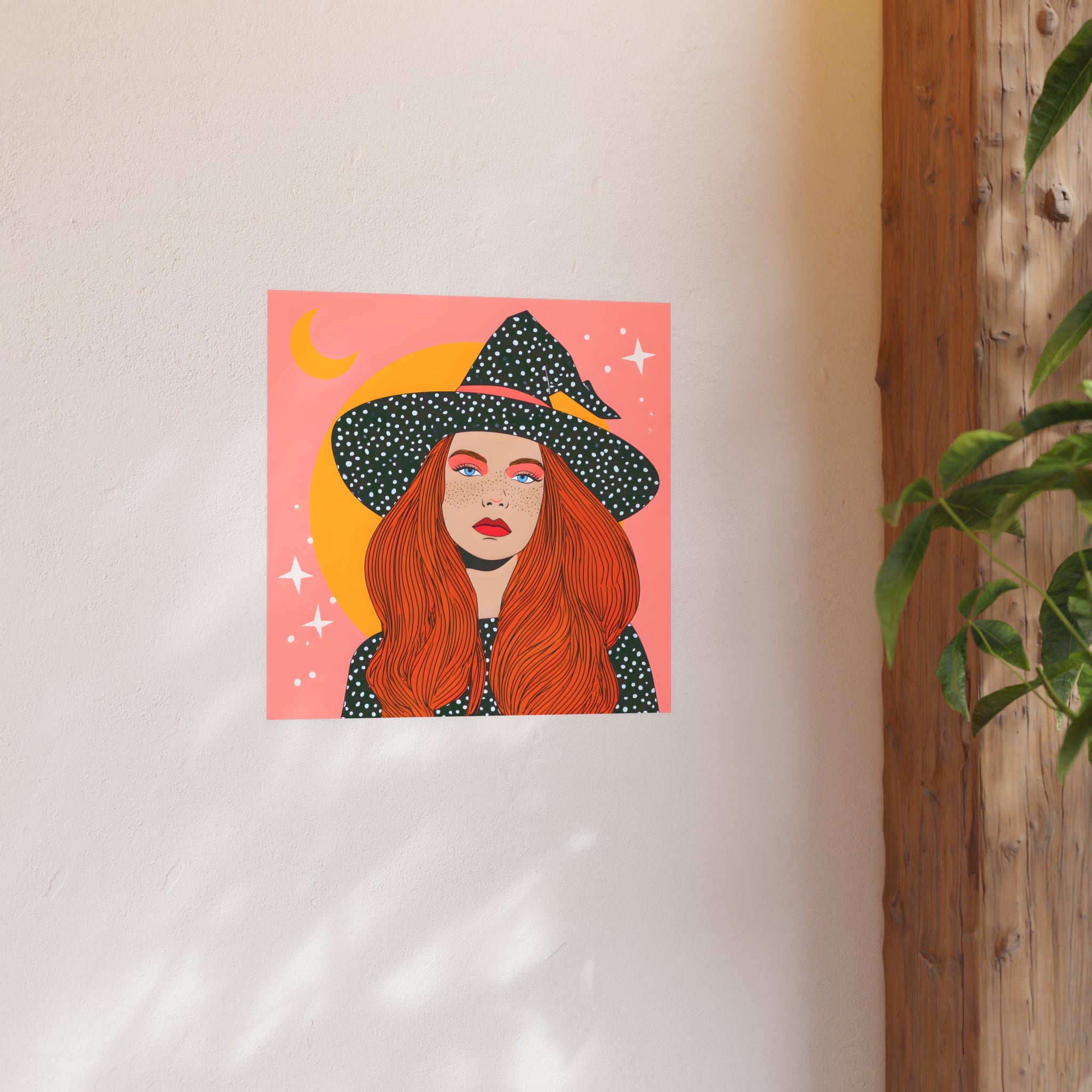 Redhead Witch Illustration Posters | Moon, Stars, Boho Wall Art