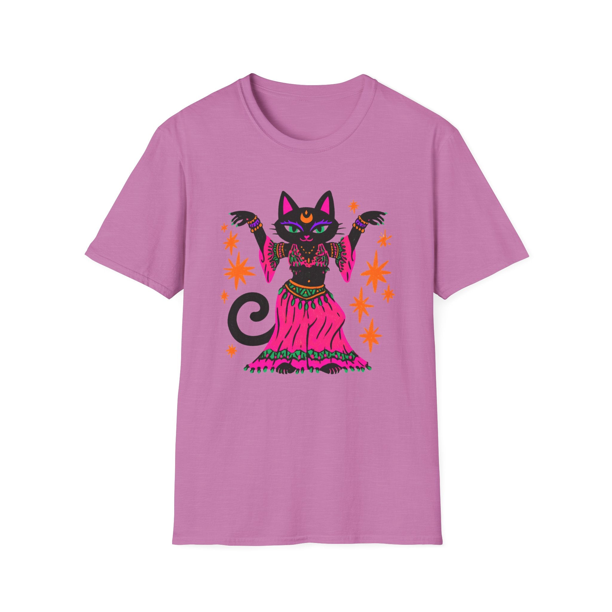 Gypsy Black Cat Mystic Belly Dance T-Shirt | Magical Cat Illustration
