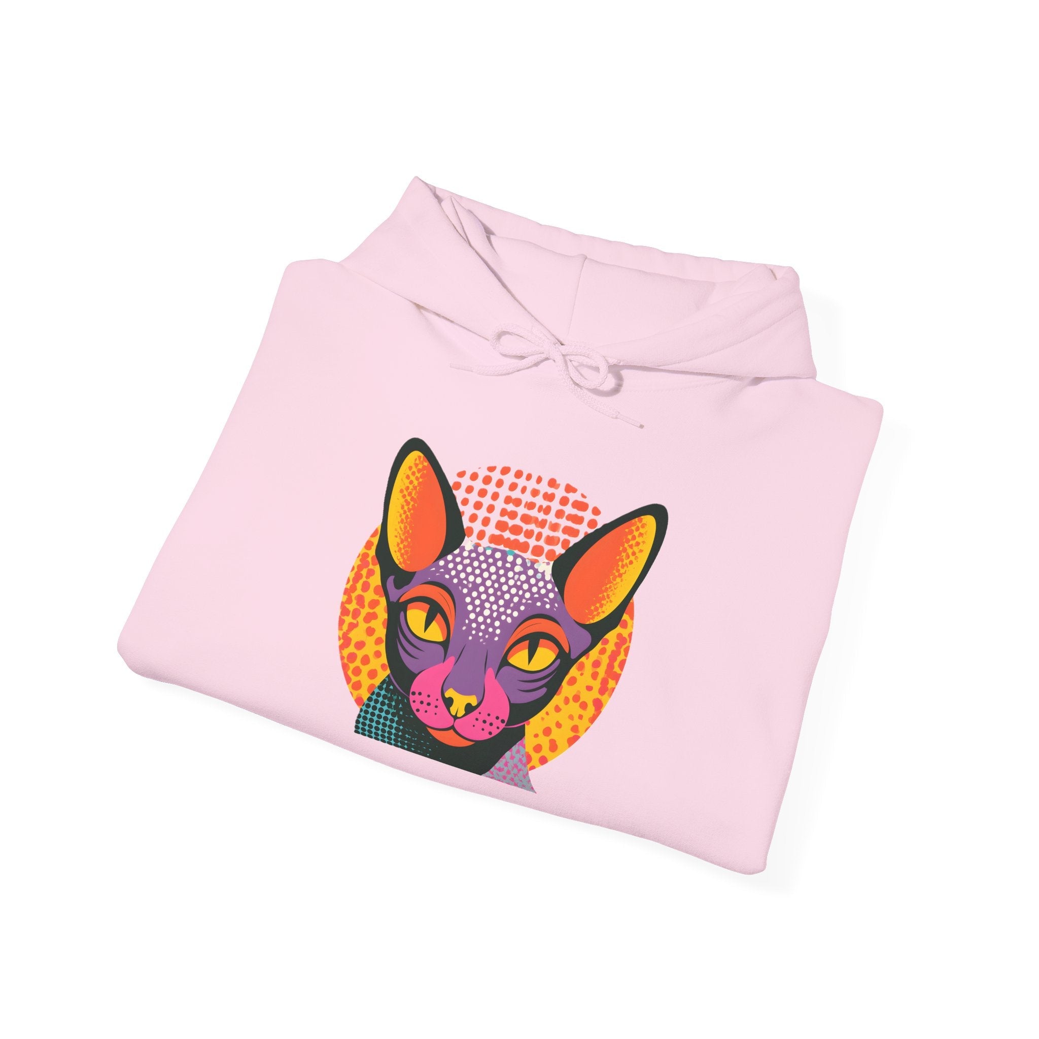 Sphynx Cat Pop Art Hoodie – Colorful Retro Cat Portrait Sweatshirt Printify
