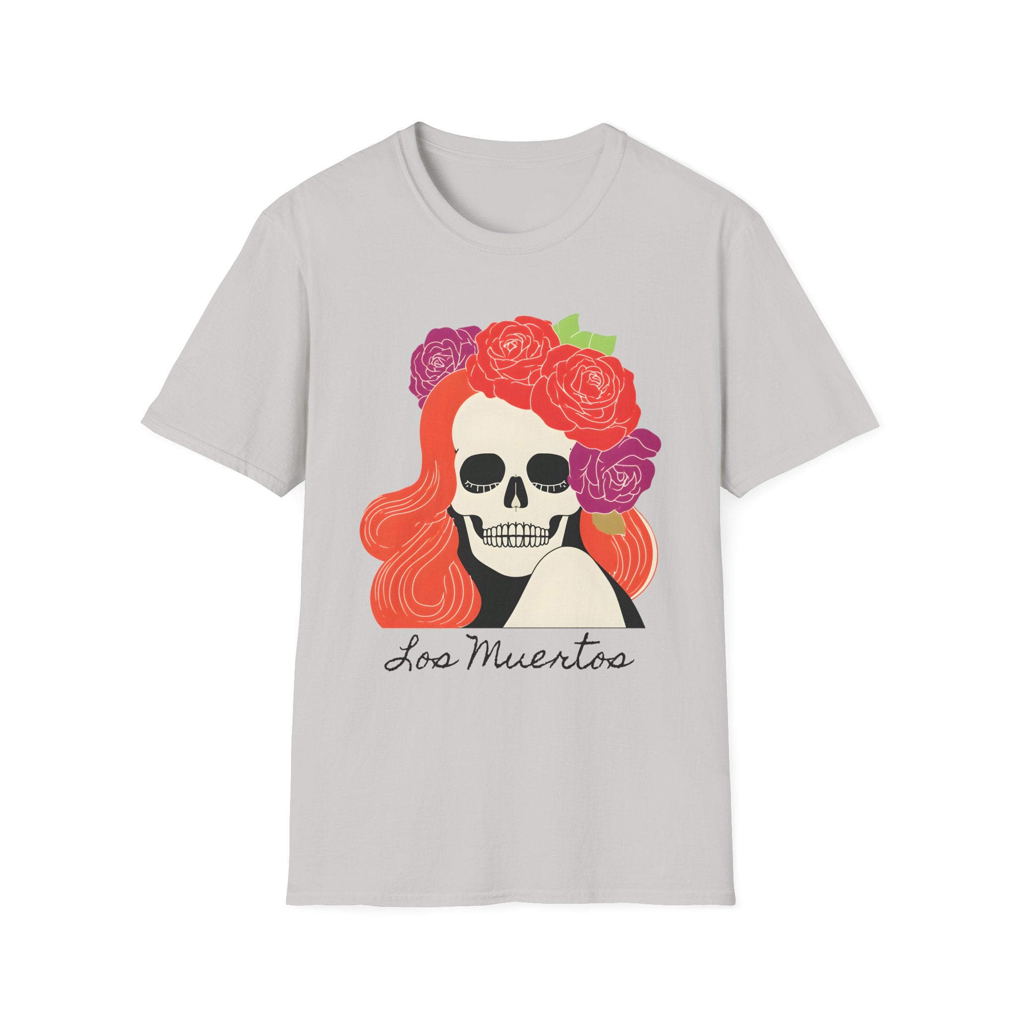 Los Muertos Floral Skull with Flower Crown T-Shirt | La Catrina Art