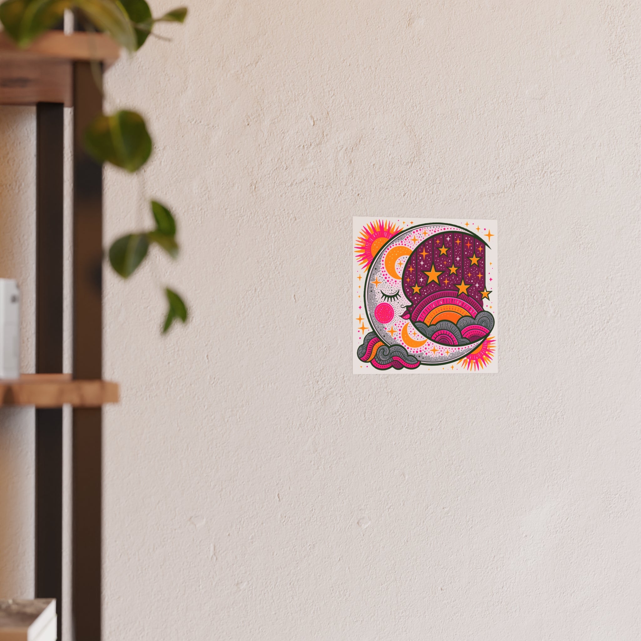 Retro Celestial Moon Stars Poster | Satin & Archival Matte Poster