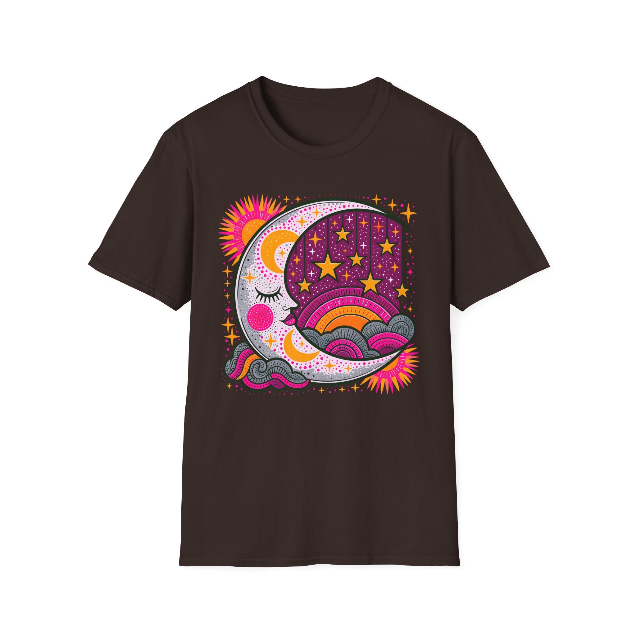 Celestial Sun Moon Rainbow T-Shirt | Retro Stars Boho Tee