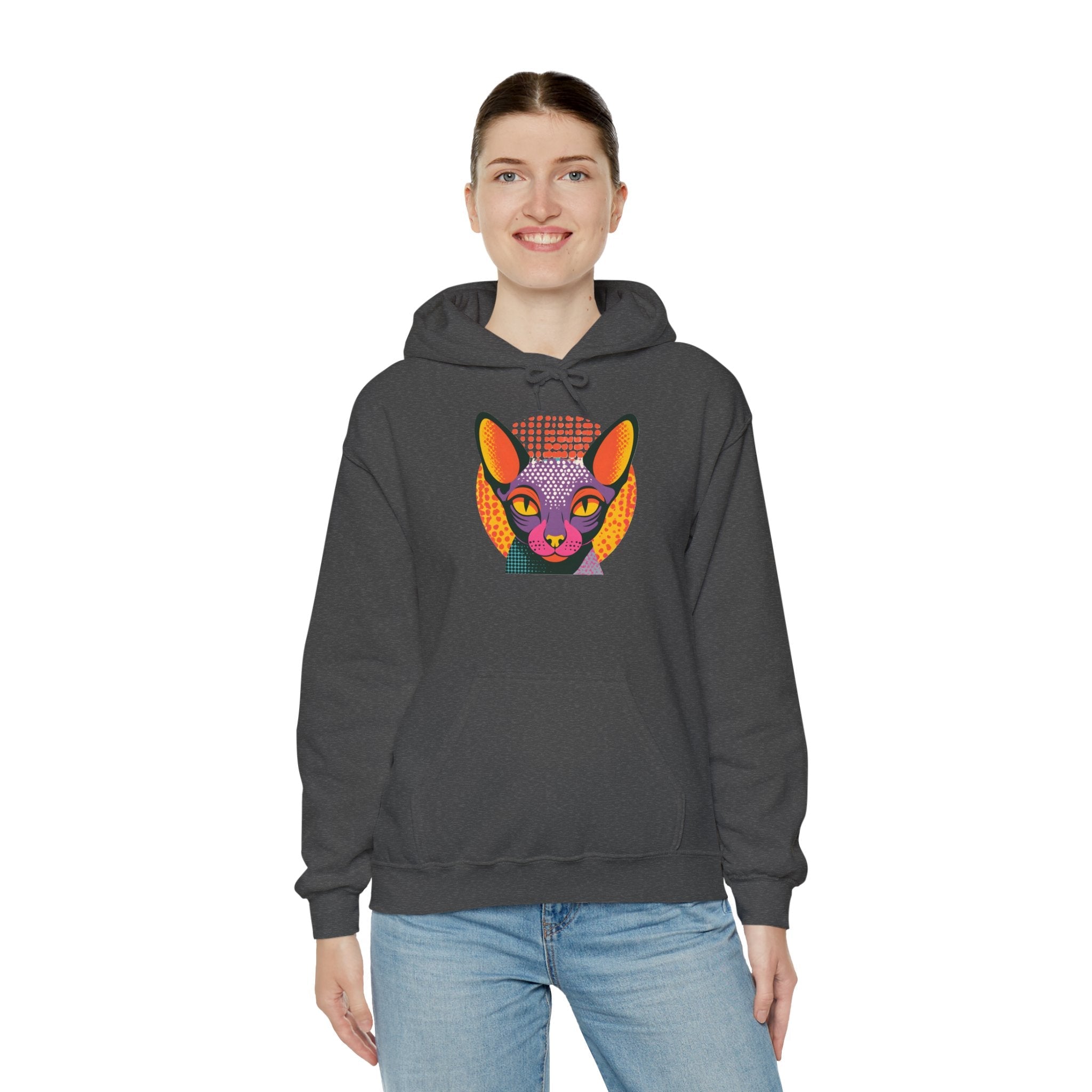 Sphynx Cat Pop Art Hoodie – Colorful Retro Cat Portrait Sweatshirt Printify
