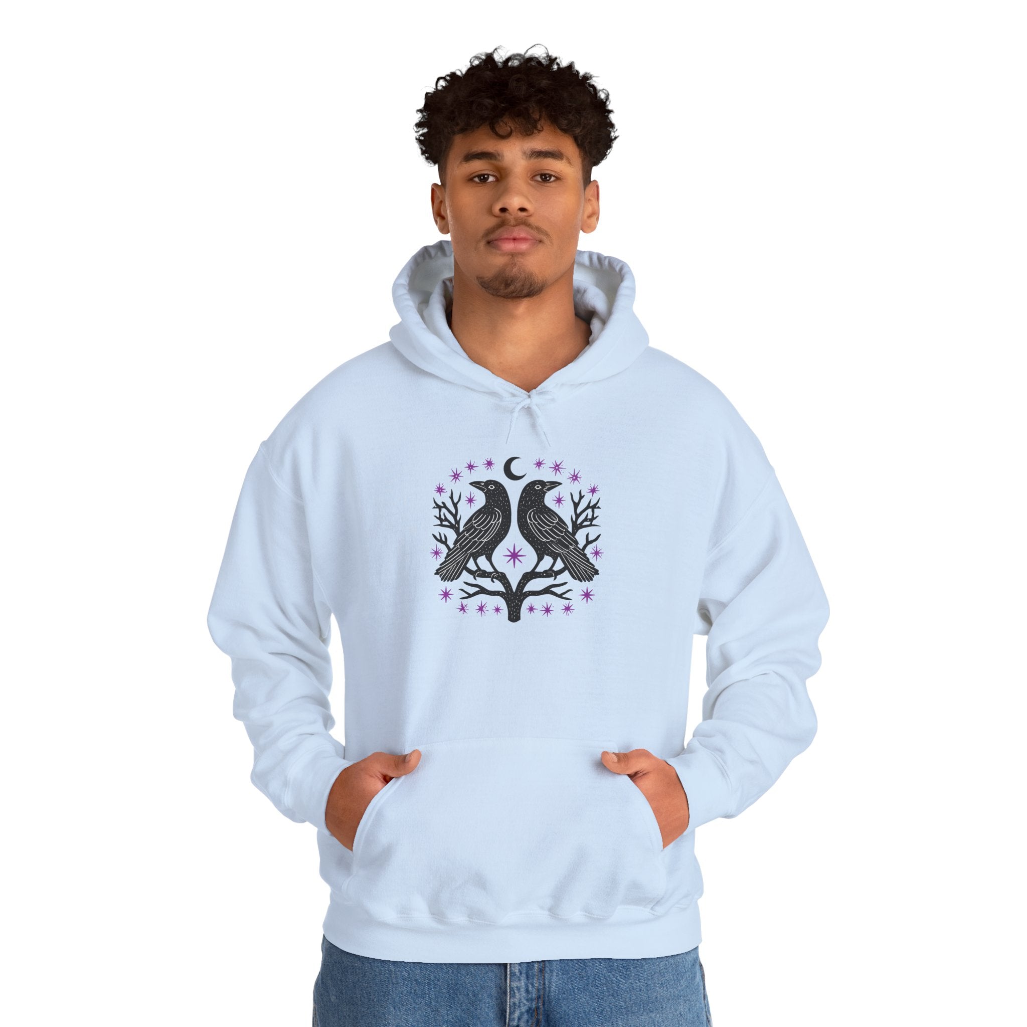 Raven Moon Hoodie — Mystical Twin Ravens Graphic Sweatshirt