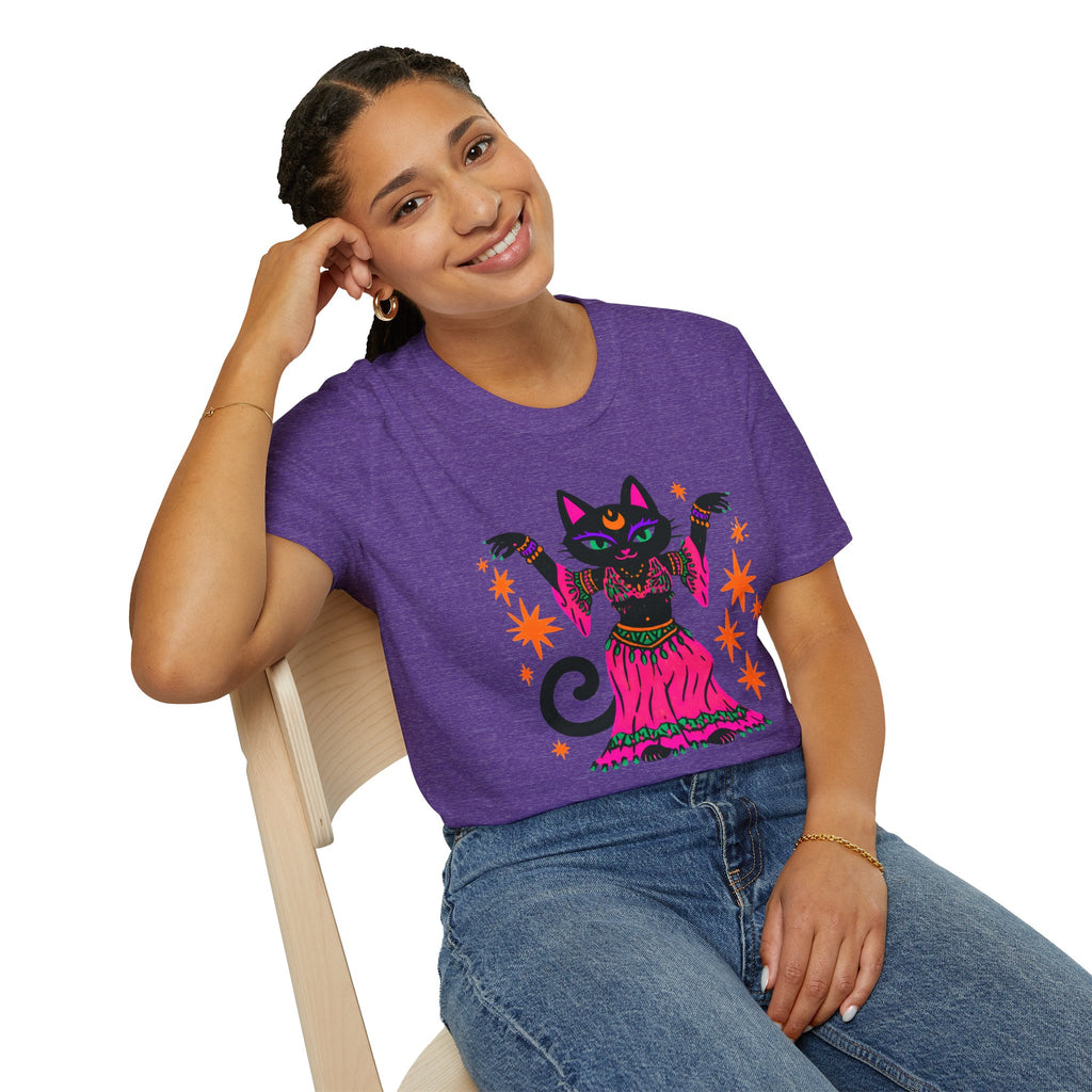 Gypsy Black Cat Mystic Belly Dance T-Shirt | Magical Cat Illustration