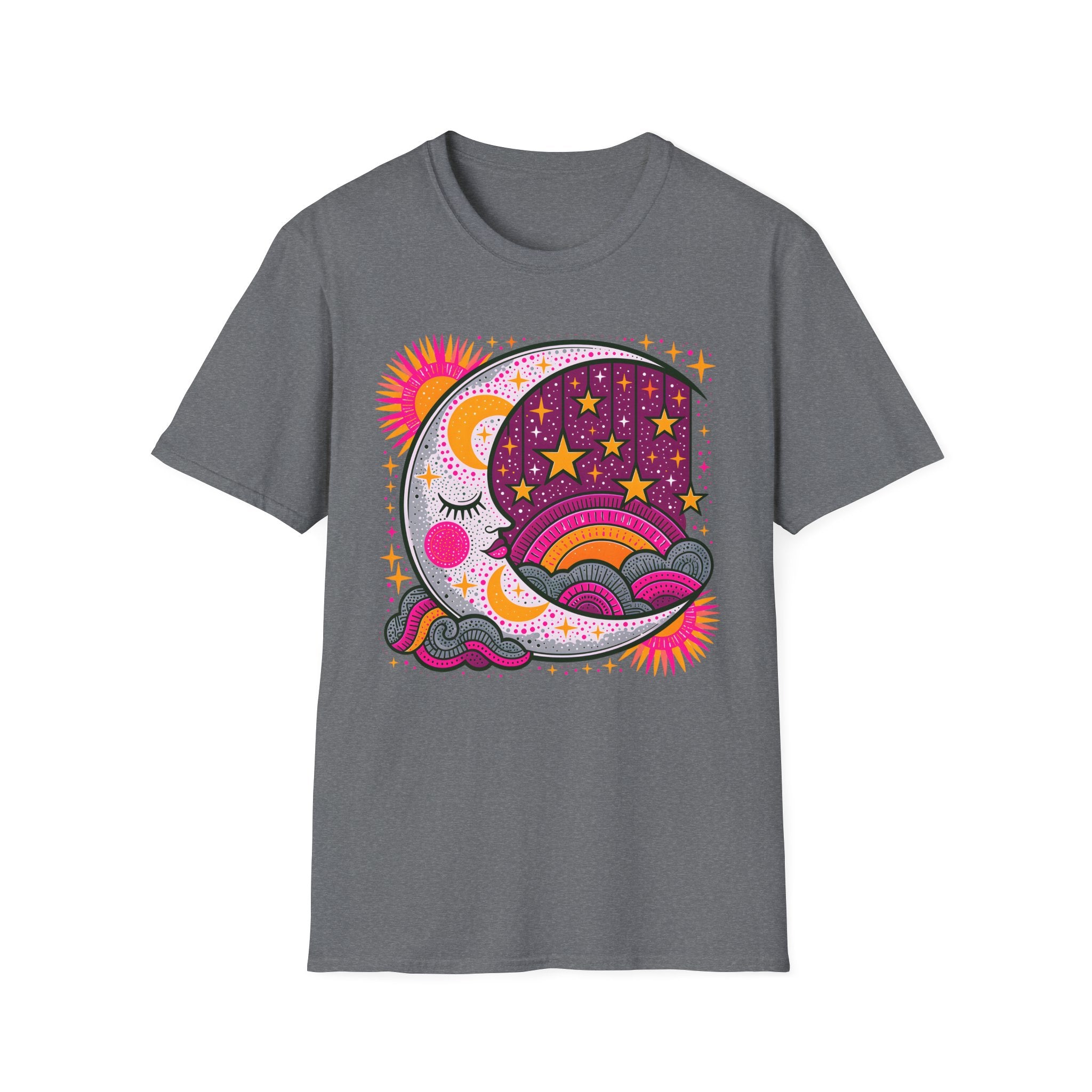 Celestial Sun Moon Rainbow T-Shirt | Retro Stars Boho Tee