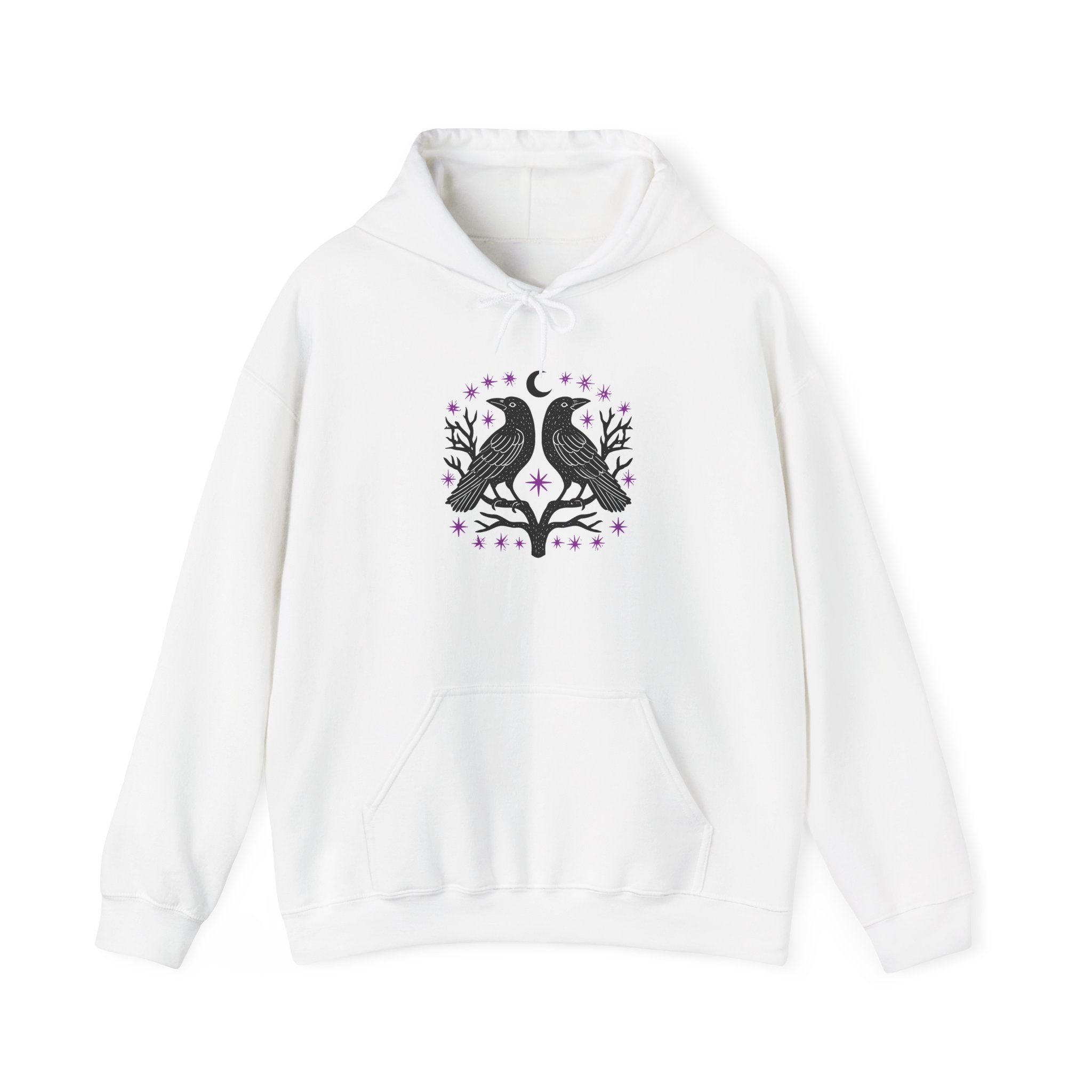 Raven Moon Hoodie — Mystical Twin Ravens Graphic Sweatshirt