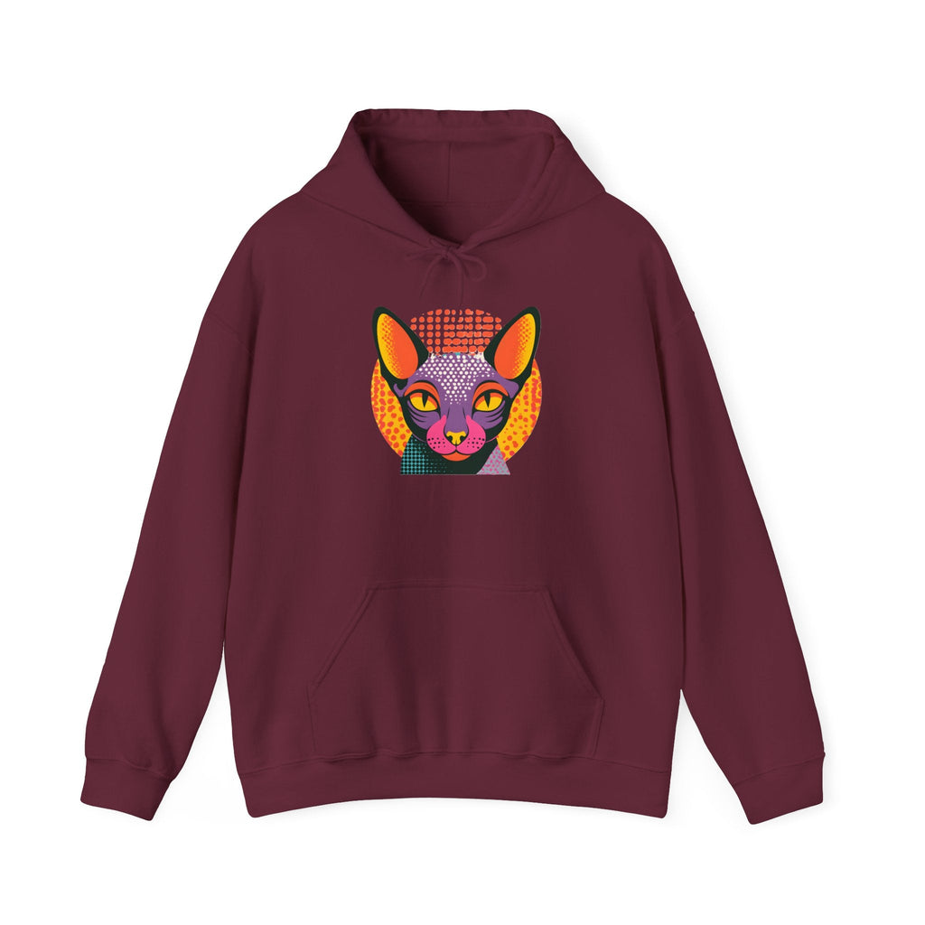 Sphynx Cat Pop Art Hoodie – Colorful Retro Cat Portrait Sweatshirt Printify
