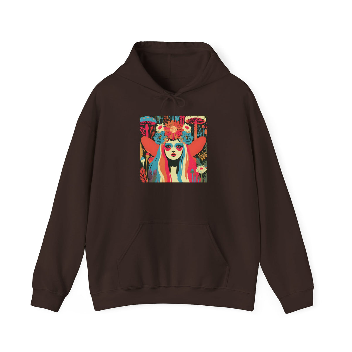 Psychedelic Floral Girl Hoodie — Colorful Boho Art Pullover