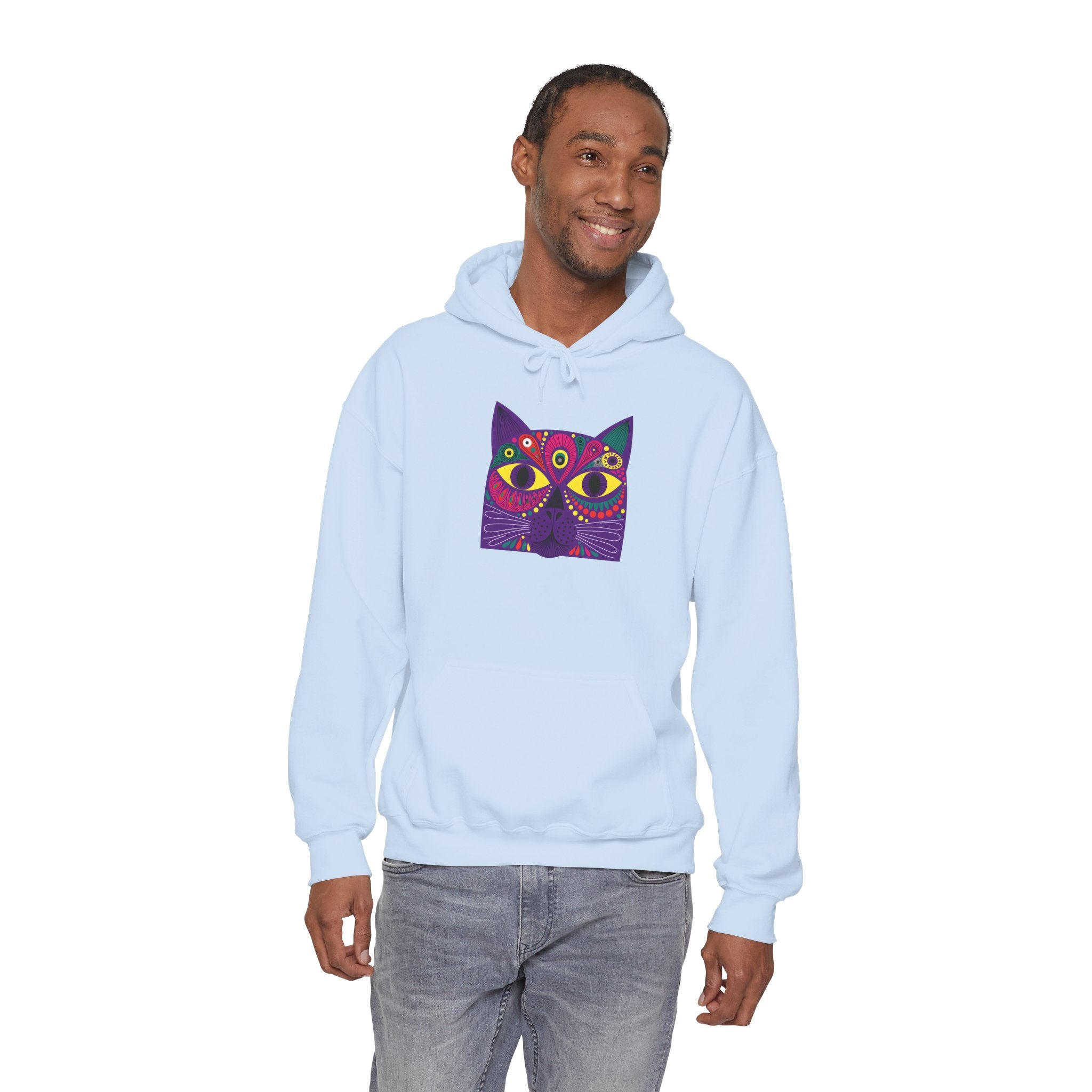 Psychedelic Cat Hoodie - Colorful Third-Eye Cat Graphic Sweatshirt