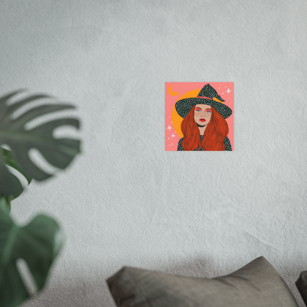 Redhead Witch Illustration Posters | Moon, Stars, Boho Wall Art