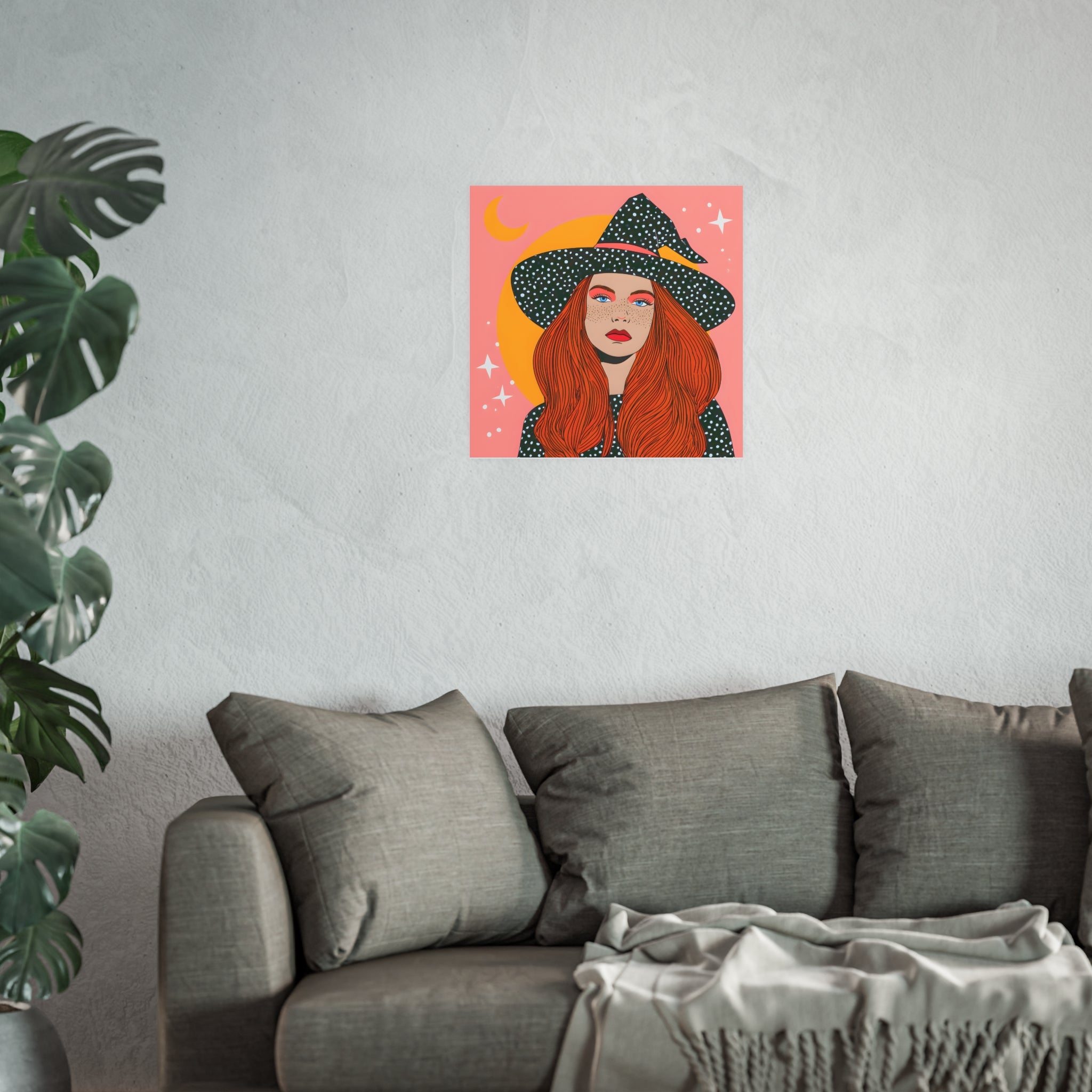 Redhead Witch Illustration Posters | Moon, Stars, Boho Wall Art