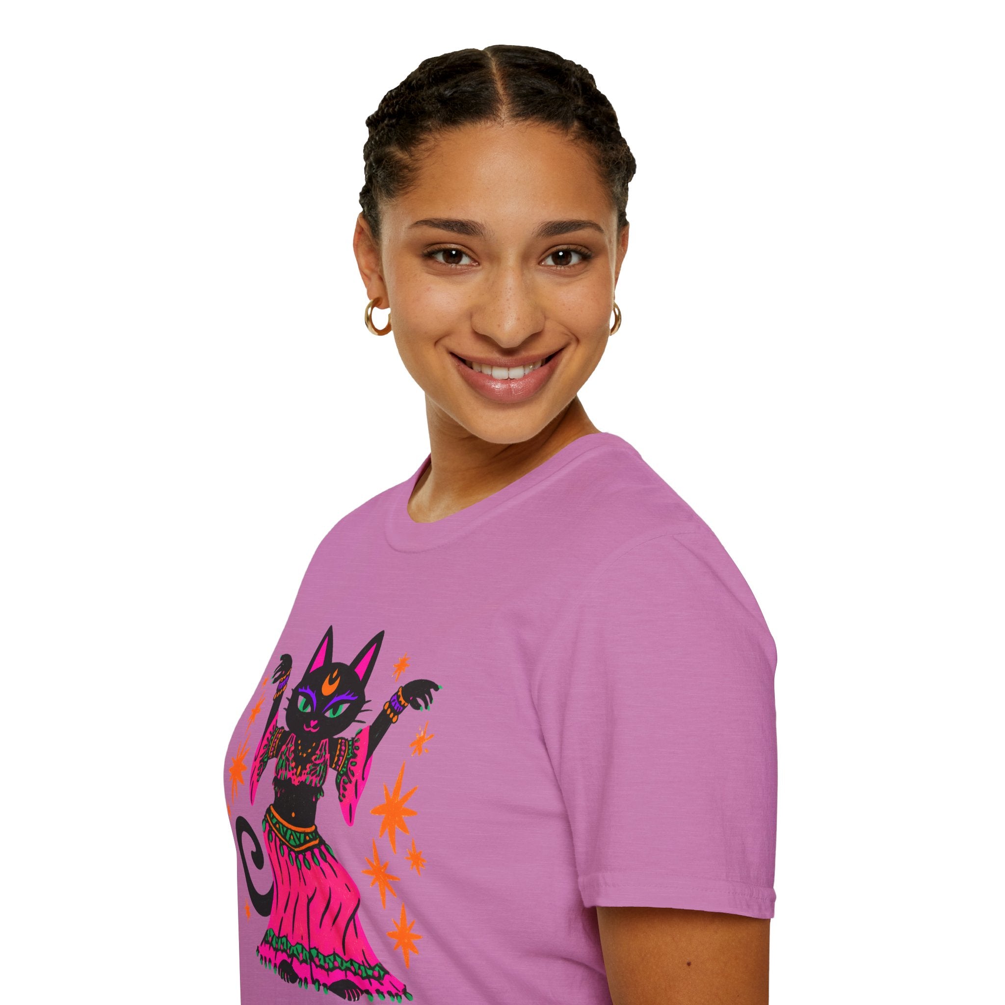 Gypsy Black Cat Mystic Belly Dance T-Shirt | Magical Cat Illustration