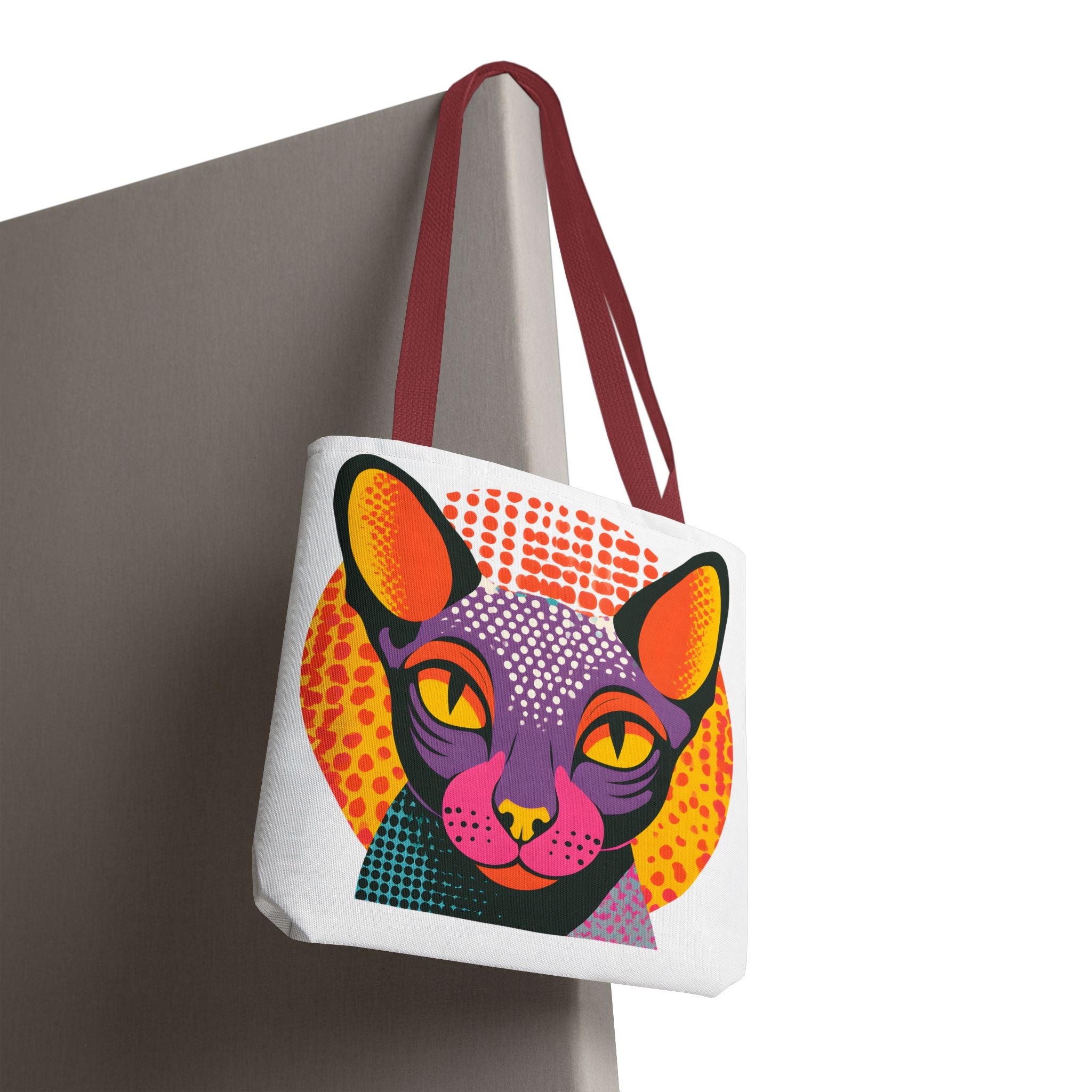 Colorful Pop Art Sphynx Cat Tote Bag | Vibrant Retro Cat Illustration