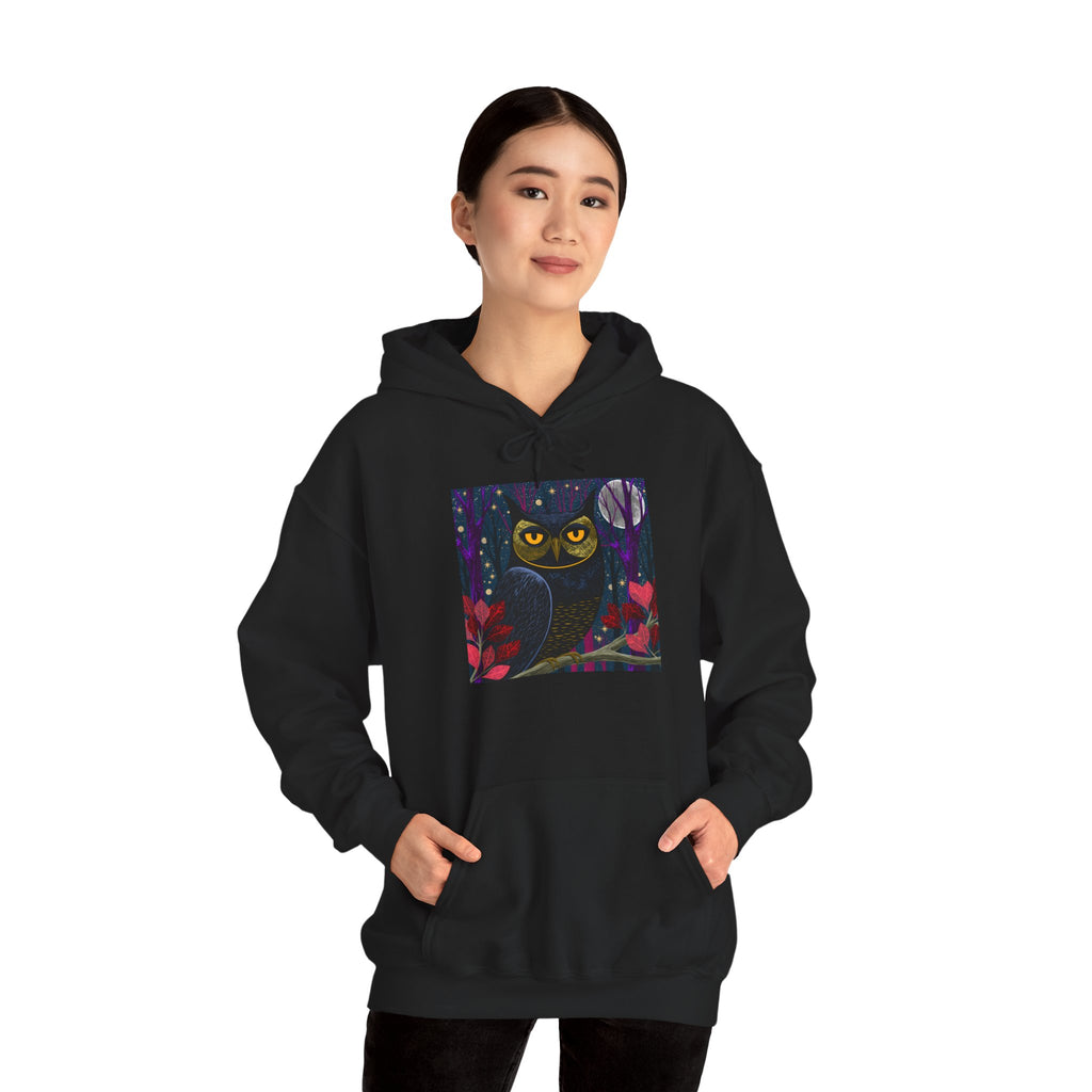 Night Owl Graphic Hoodie — Whimsical Moonlit Owl Sweatshirt