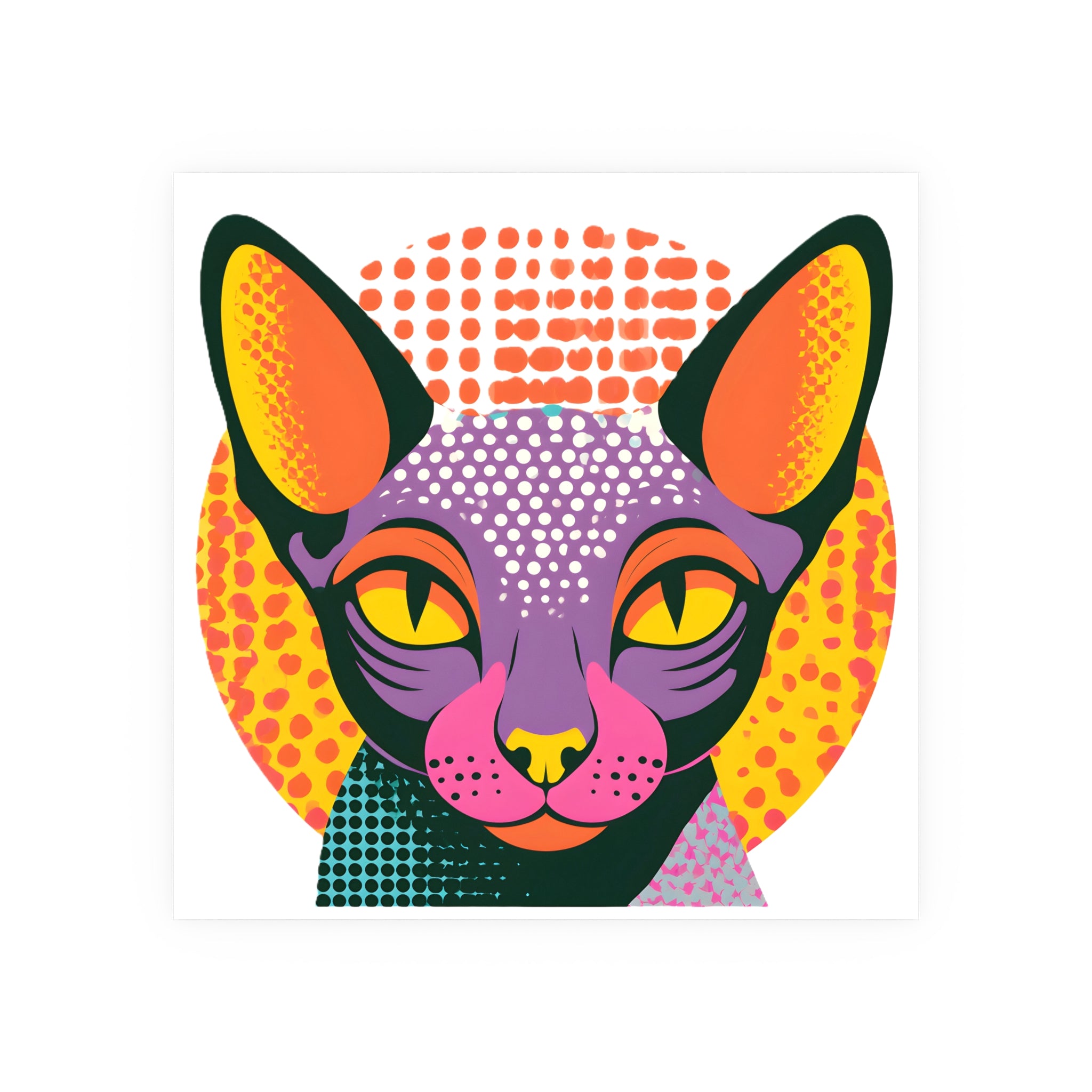Colorful Pop Art Sphynx Cat Poster | Satin & Archival Matte Poster