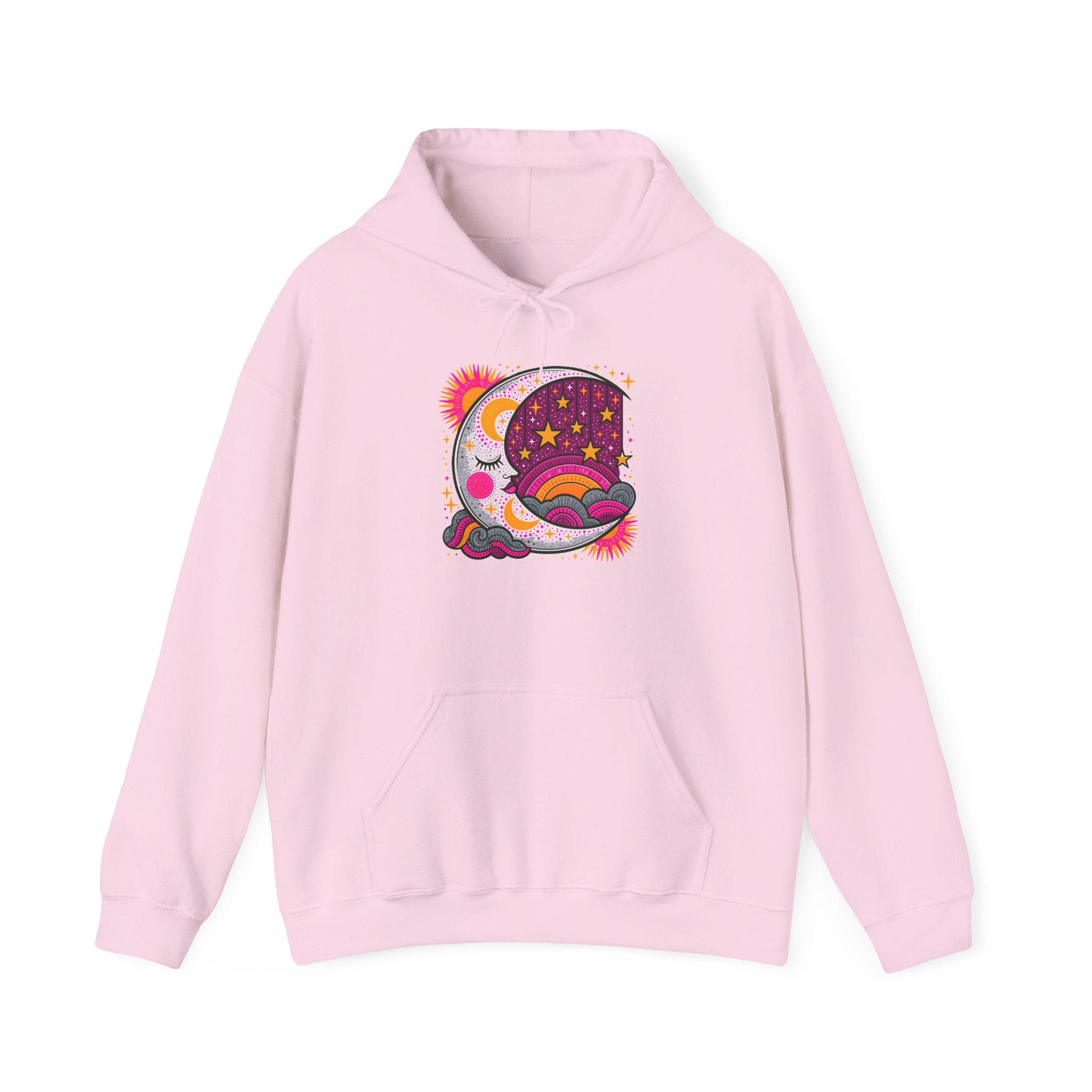 Celestial Dream Moon Hoodie – Vintage Psychedelic Stars & Clouds Sweatshirt