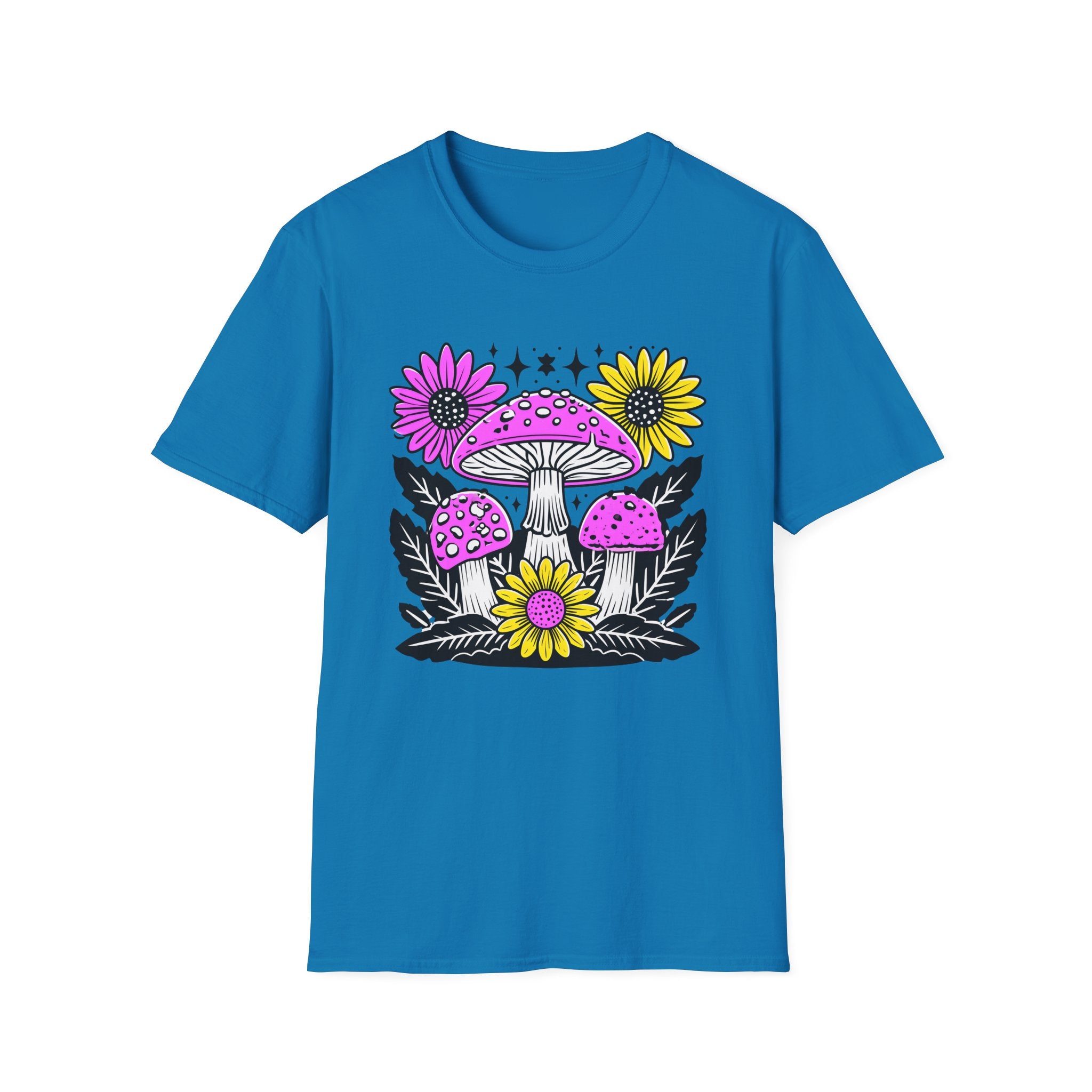 Pink Psychedelic Mushroom T-Shirt | Sunflower Graphic, Retro Mushroom Art