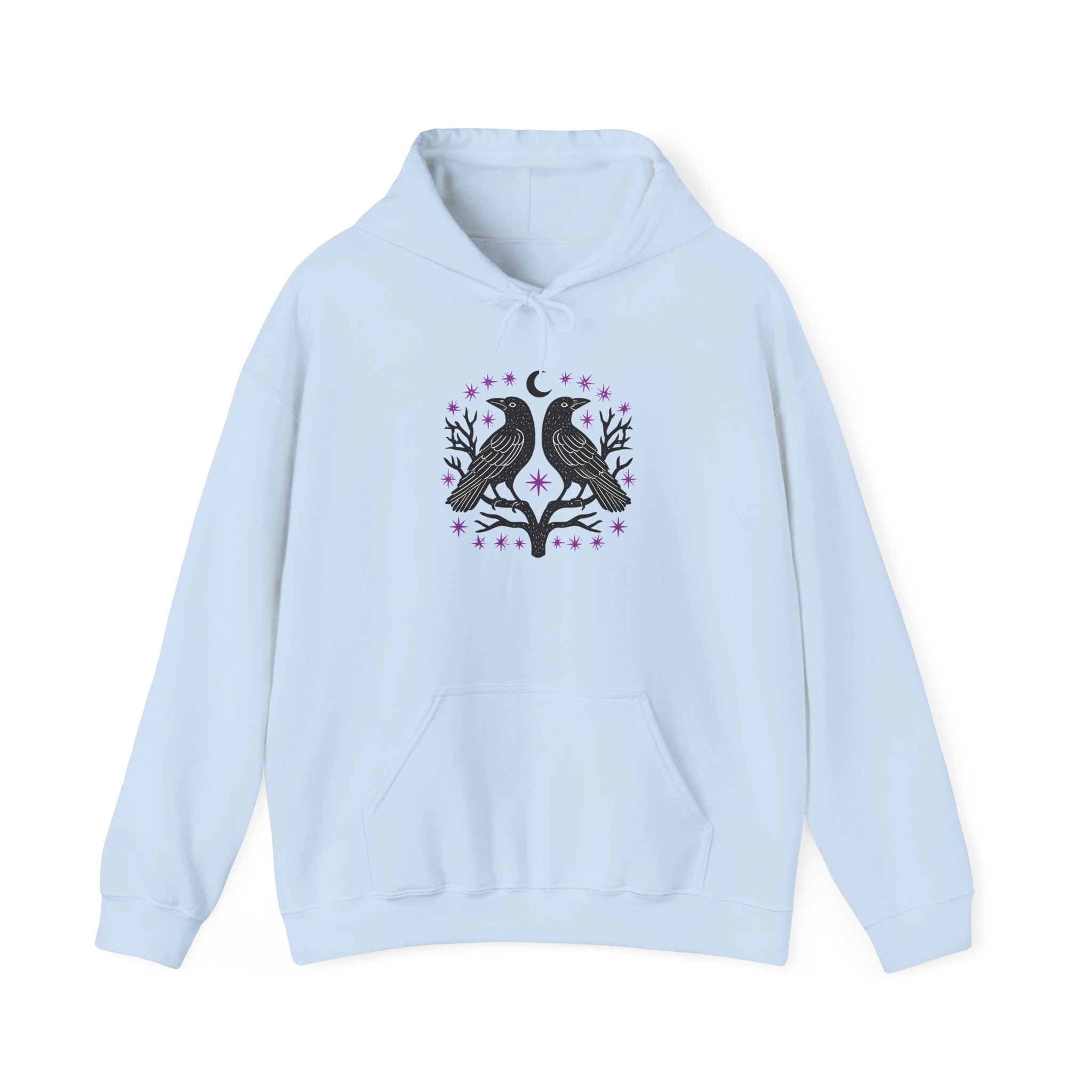 Raven Moon Hoodie — Mystical Twin Ravens Graphic Sweatshirt