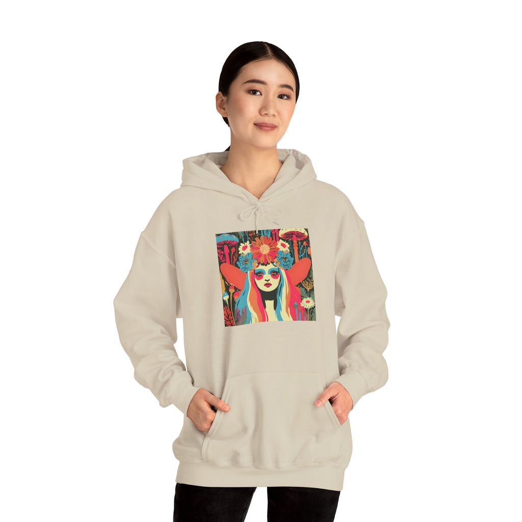 Psychedelic Floral Girl Hoodie — Colorful Boho Art Pullover