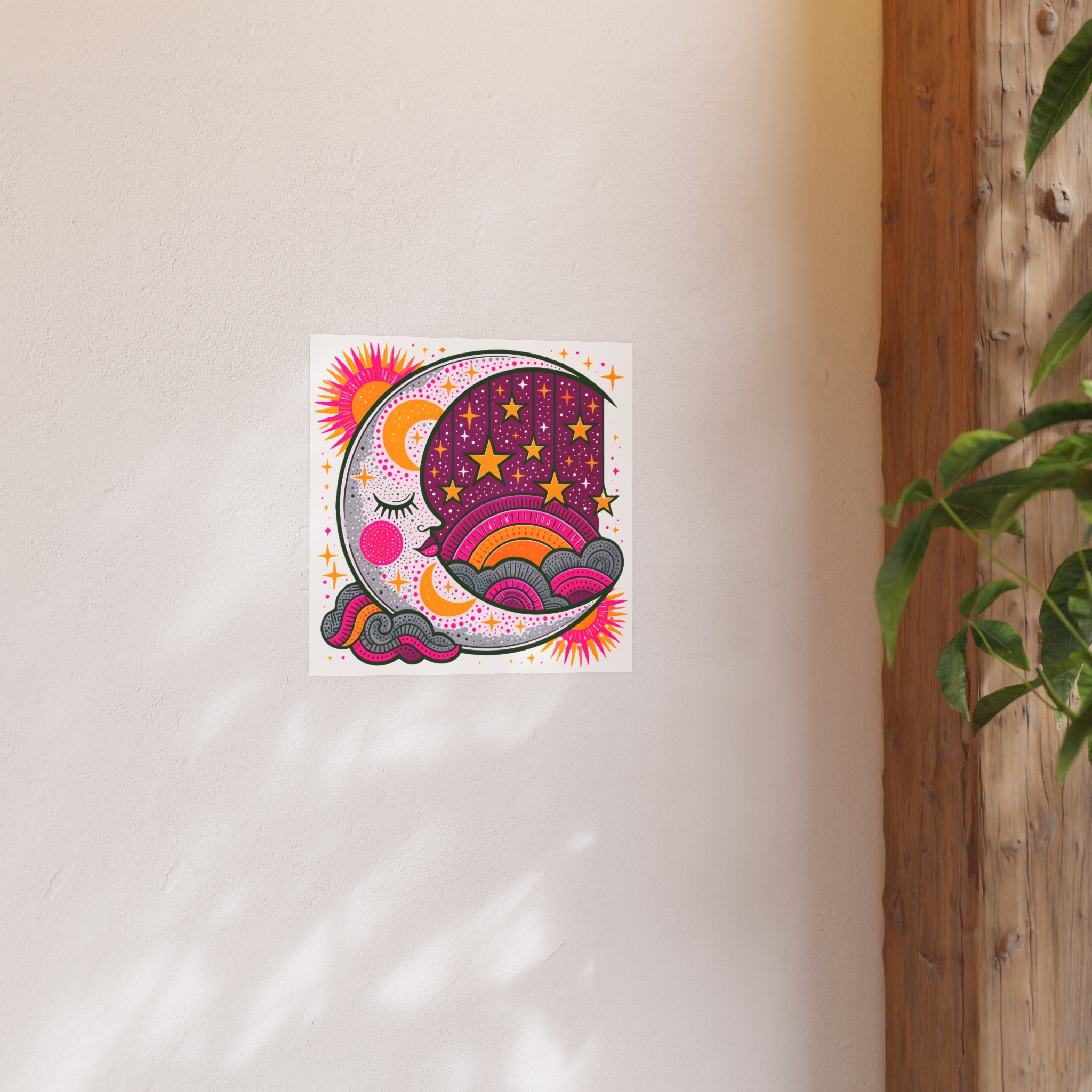 Retro Celestial Moon Stars Poster | Satin & Archival Matte Poster