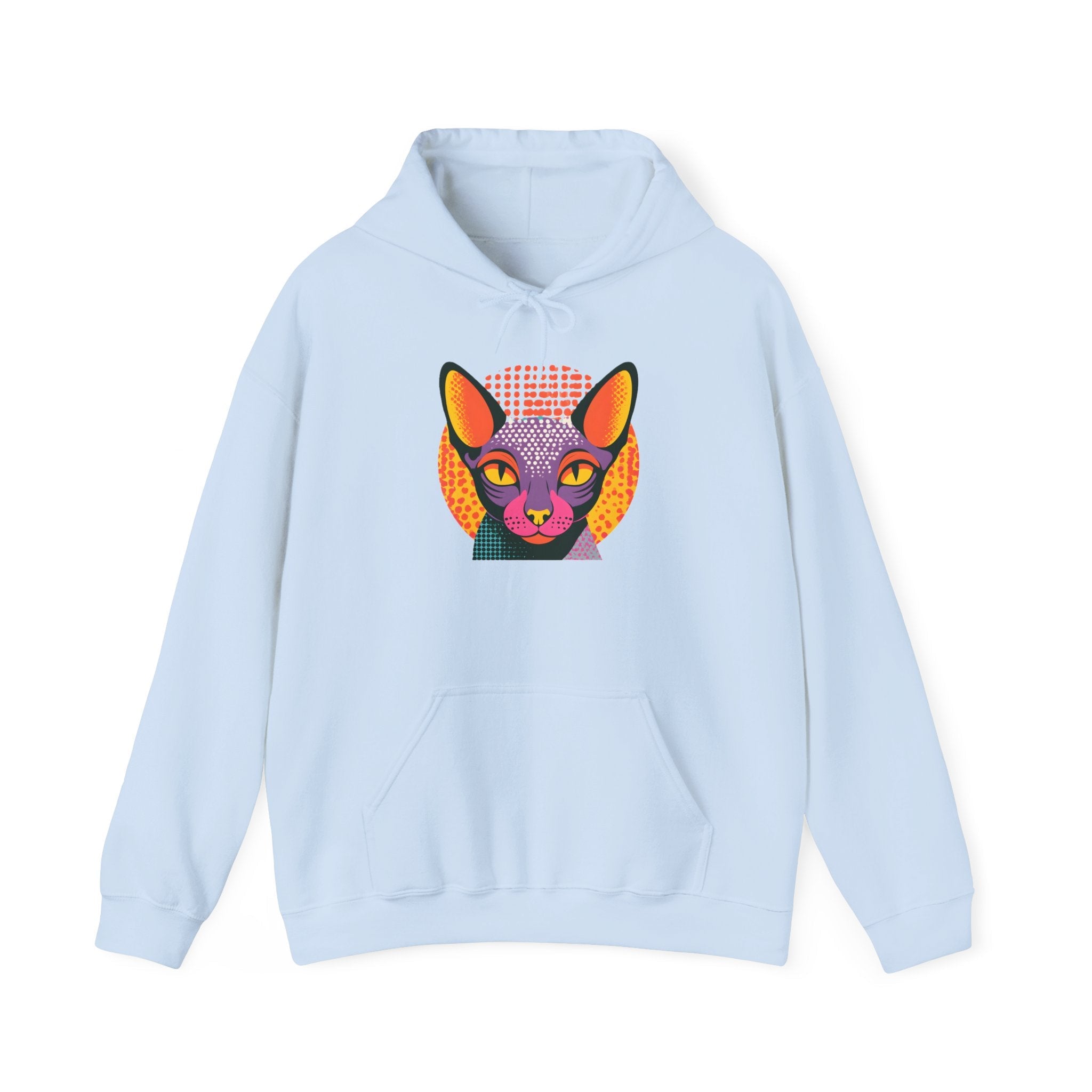 Sphynx Cat Pop Art Hoodie – Colorful Retro Cat Portrait Sweatshirt Printify