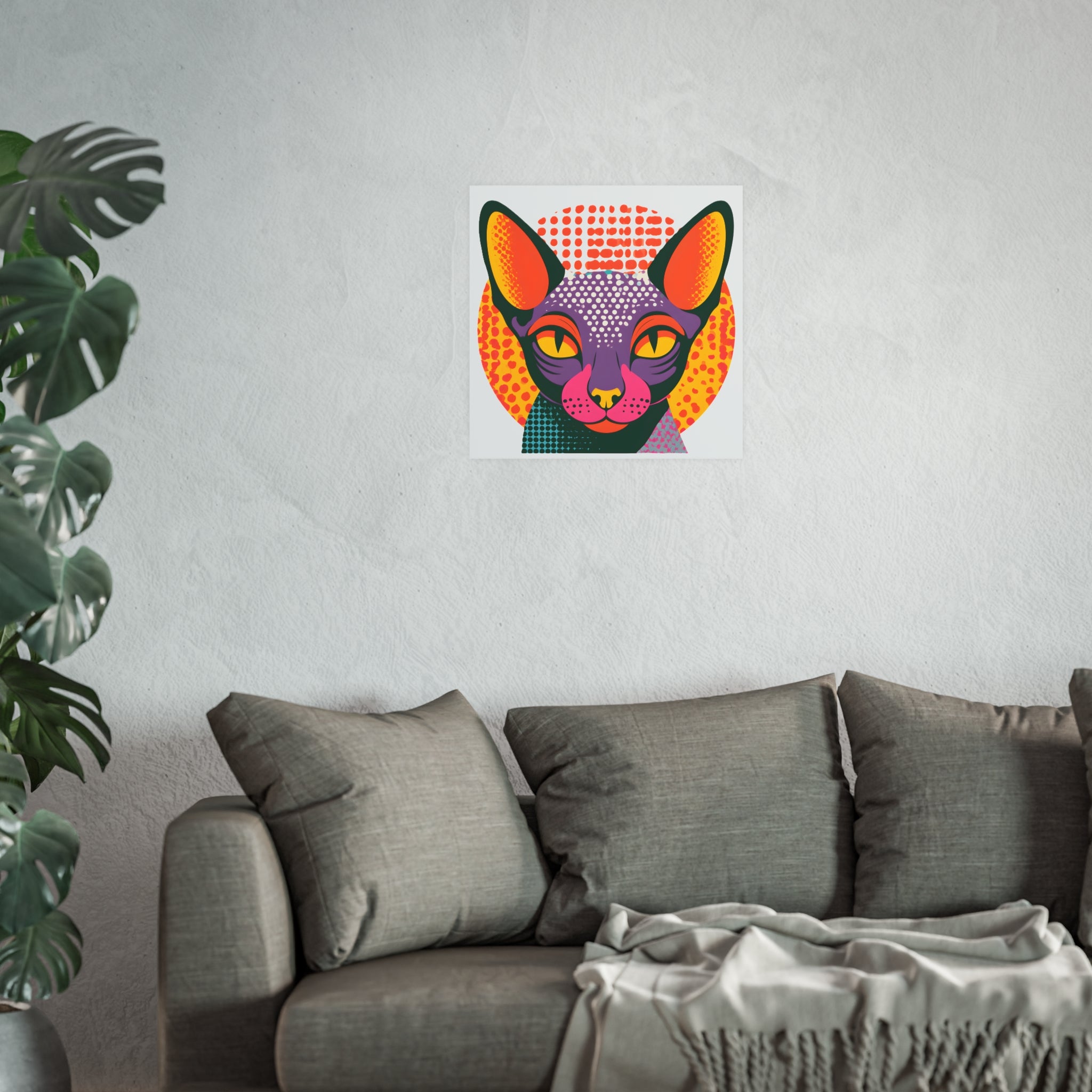 Colorful Pop Art Sphynx Cat Poster | Satin & Archival Matte Poster