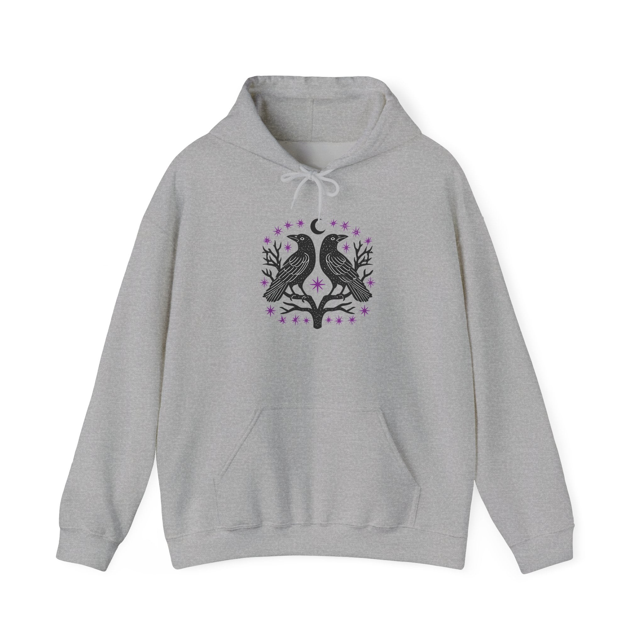 Raven Moon Hoodie — Mystical Twin Ravens Graphic Sweatshirt
