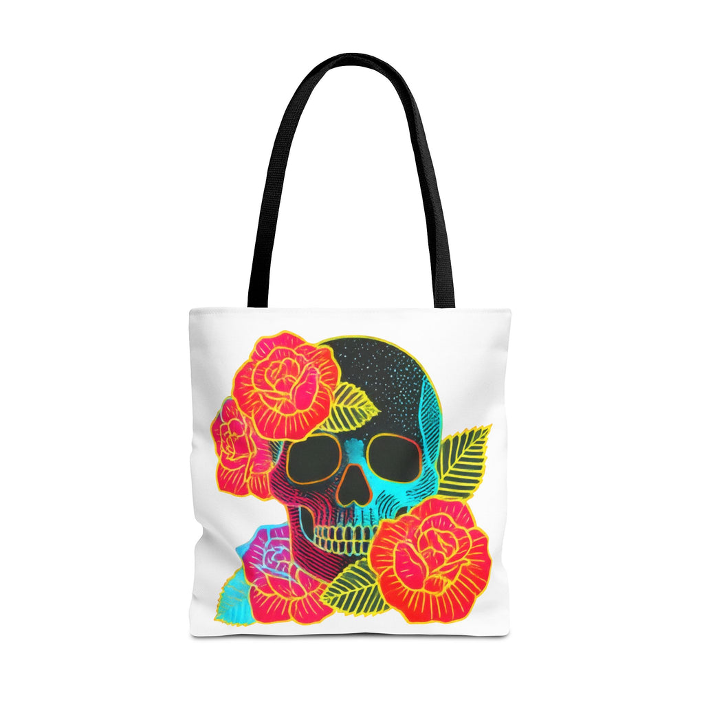 Neon Floral Skull tote bag | Day of the Dead skull tote