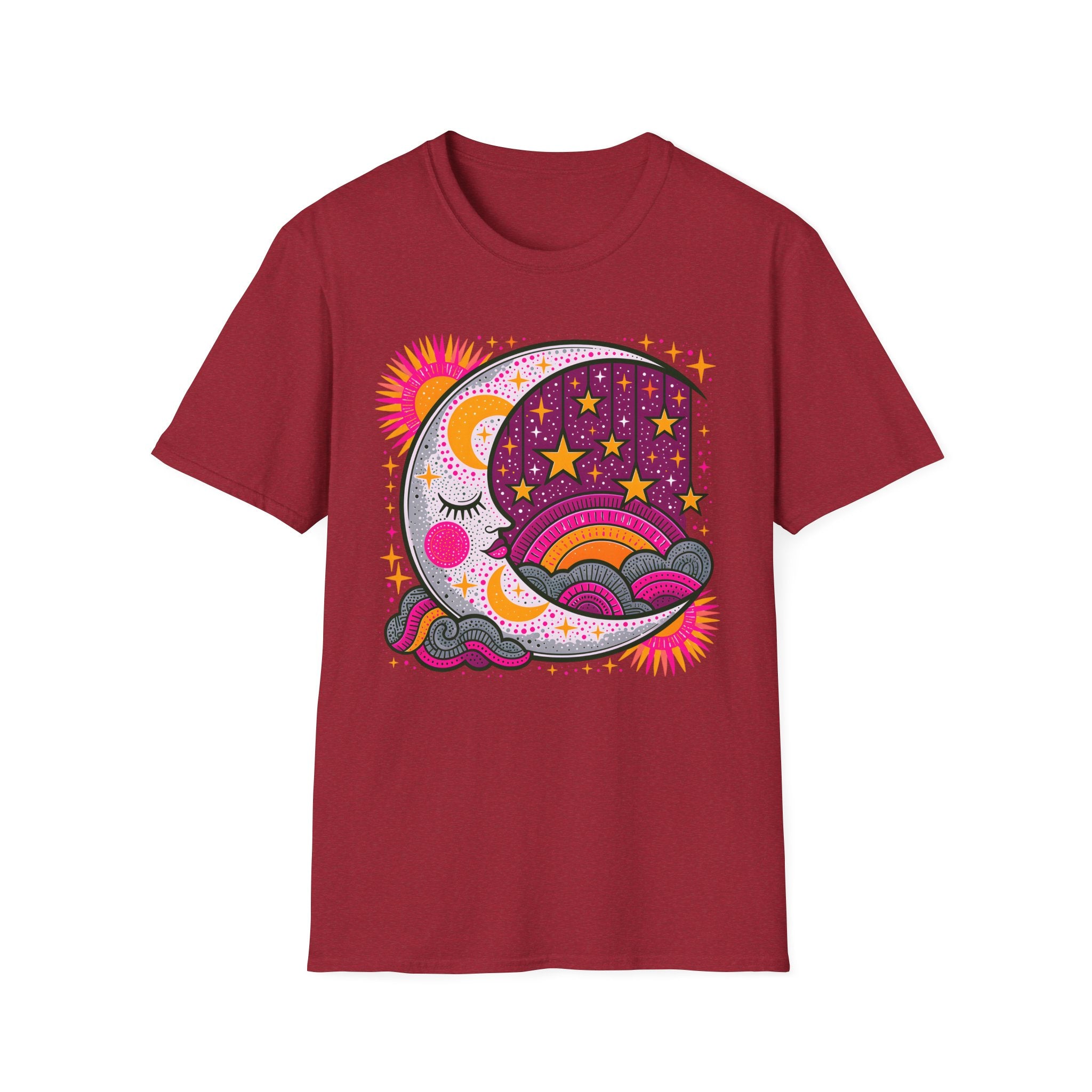 Celestial Sun Moon Rainbow T-Shirt | Retro Stars Boho Tee