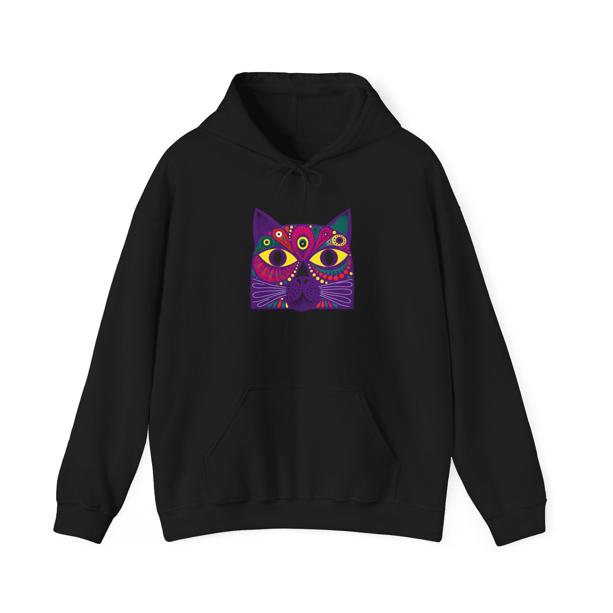Psychedelic Cat Hoodie - Colorful Third-Eye Cat Graphic Sweatshirt