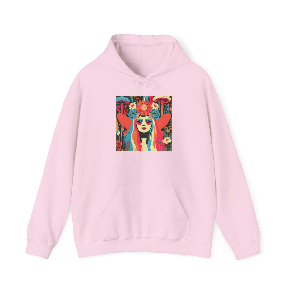 Psychedelic Floral Girl Hoodie — Colorful Boho Art Pullover