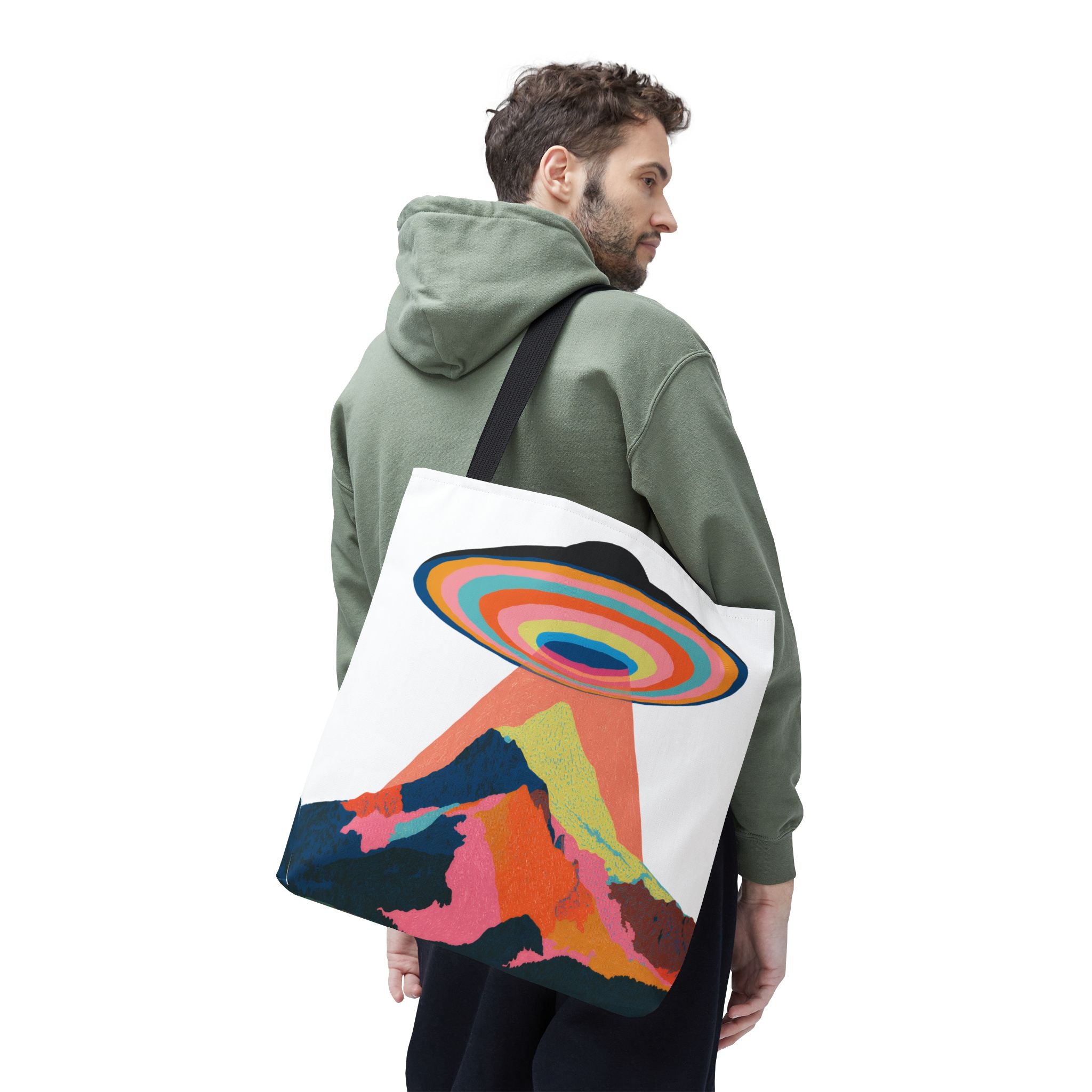 Retro Rainbow UFO Abduction Tote
