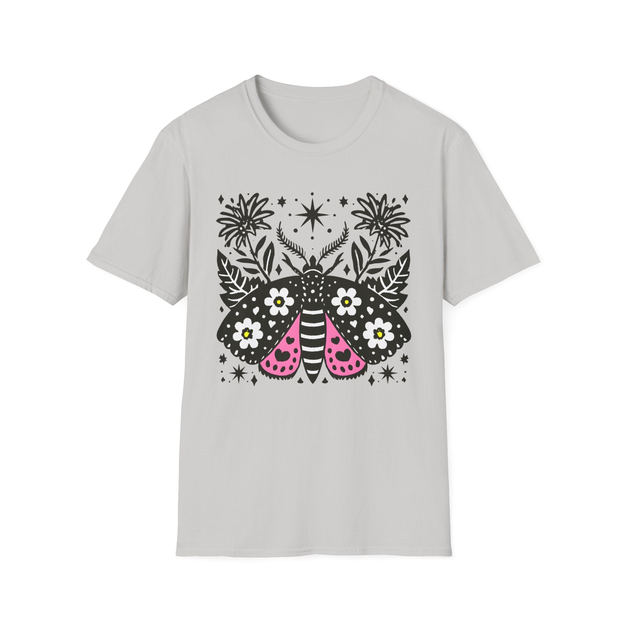 Floral Moth Shirt | Botanical Moth T-Shirt, Night Sky Floral Graphic