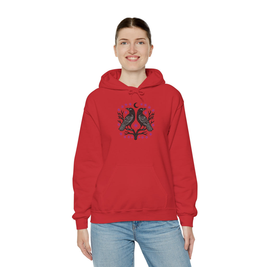 Raven Moon Hoodie — Mystical Twin Ravens Graphic Sweatshirt