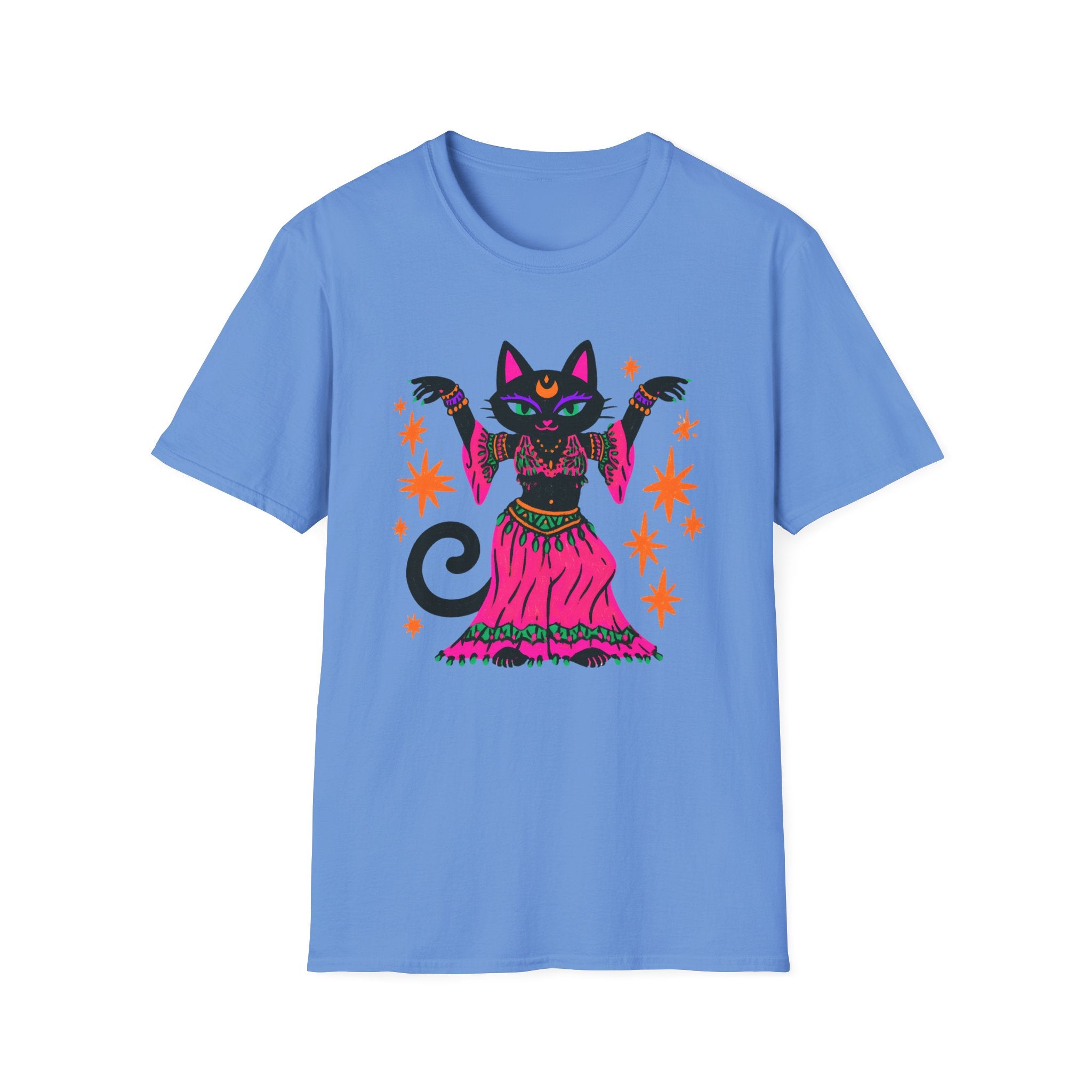 Gypsy Black Cat Mystic Belly Dance T-Shirt | Magical Cat Illustration