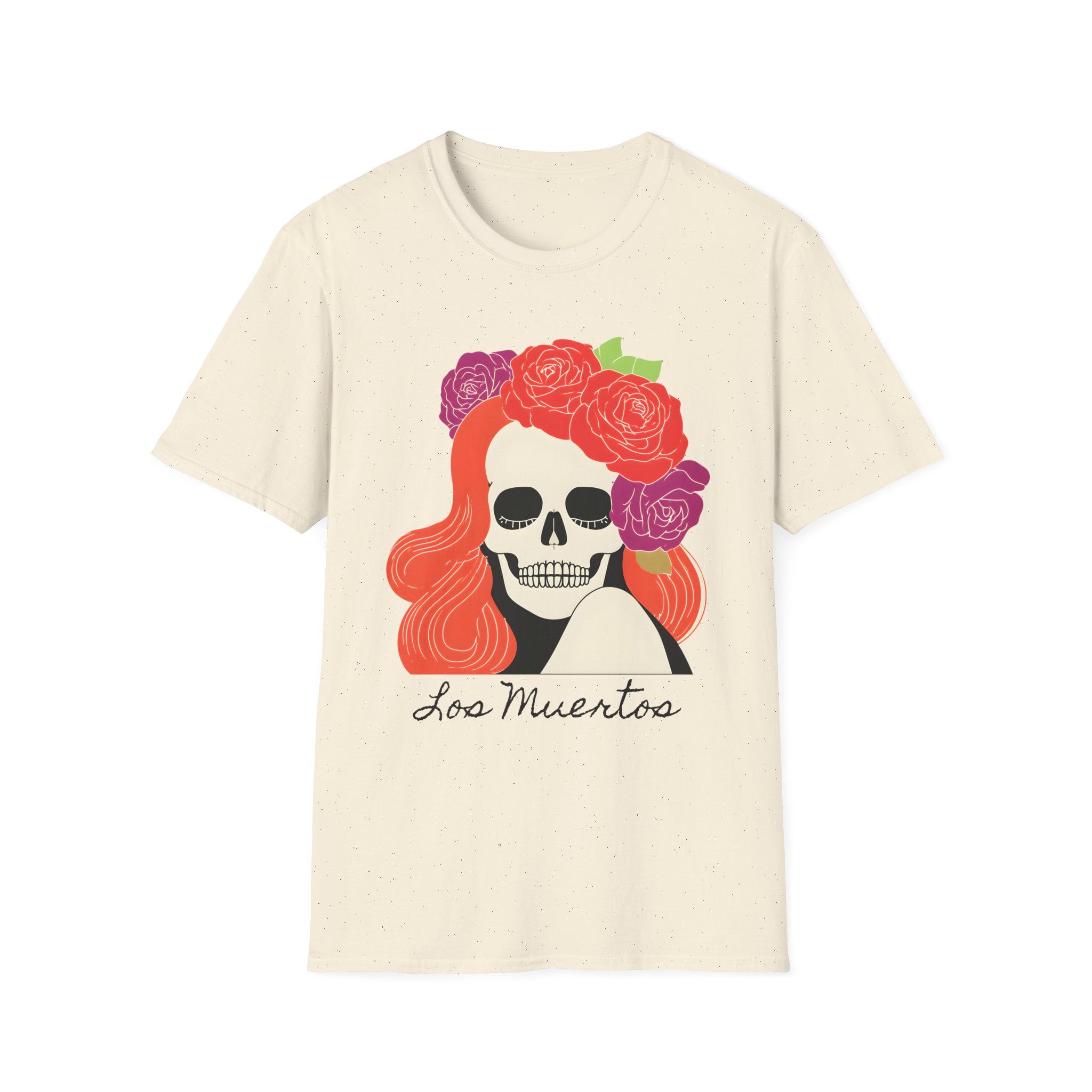Los Muertos Floral Skull with Flower Crown T-Shirt | La Catrina Art