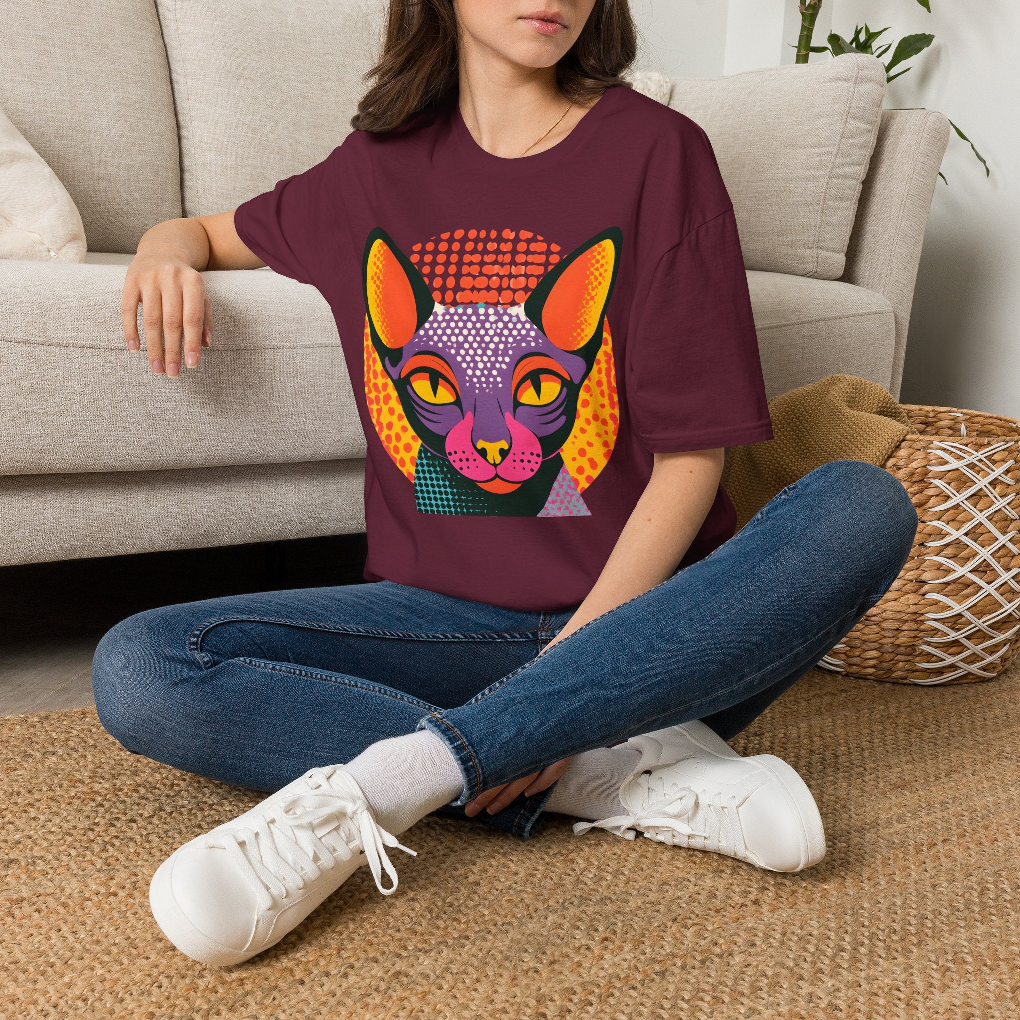 Pop Art Sphynx Cat T-Shirt | Colorful Retro Cat Tee
