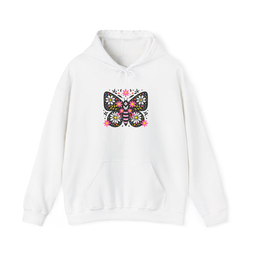 Floral Folk Art Butterfly Hoodie — Colorful Boho Sweatshirt