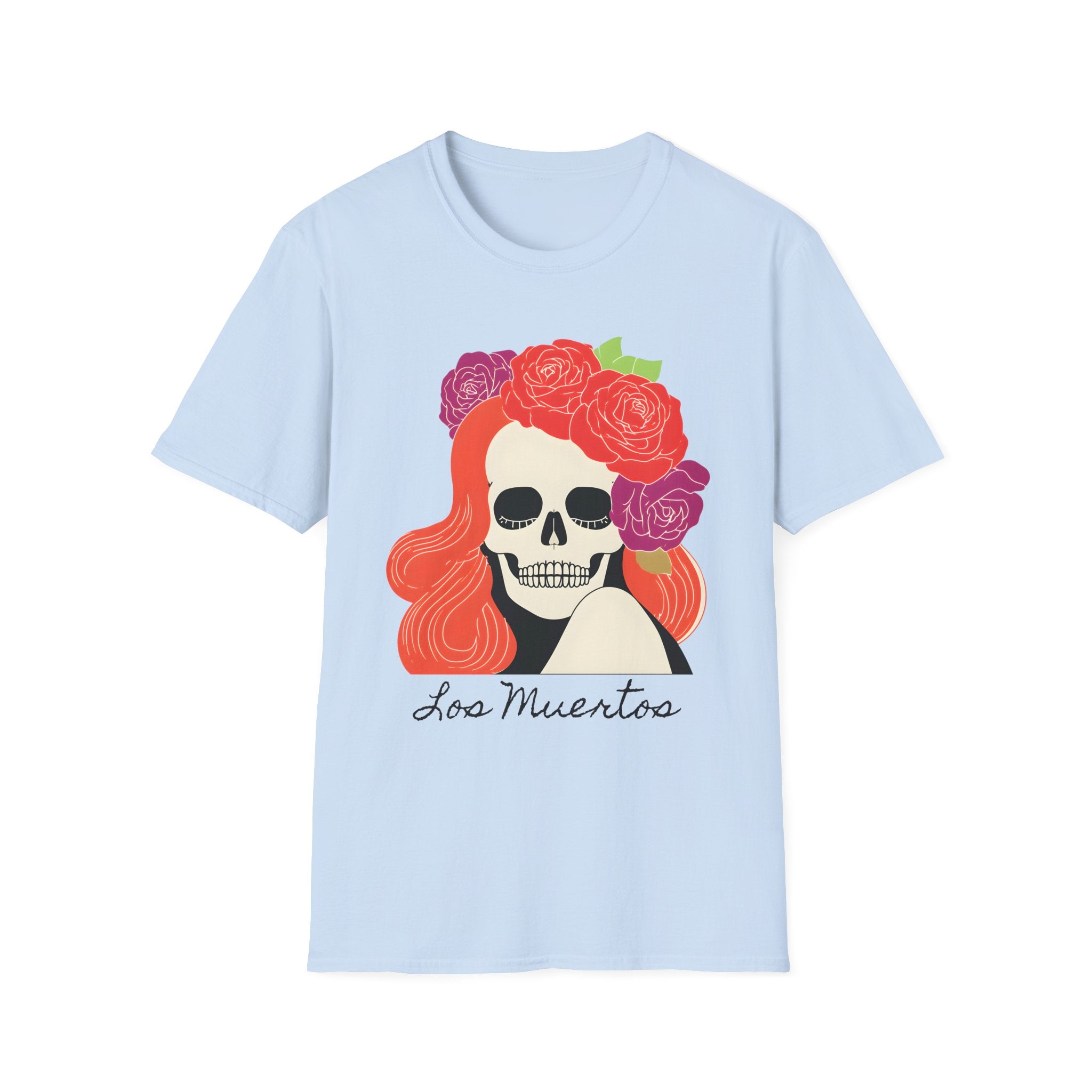 Los Muertos Floral Skull with Flower Crown T-Shirt | La Catrina Art