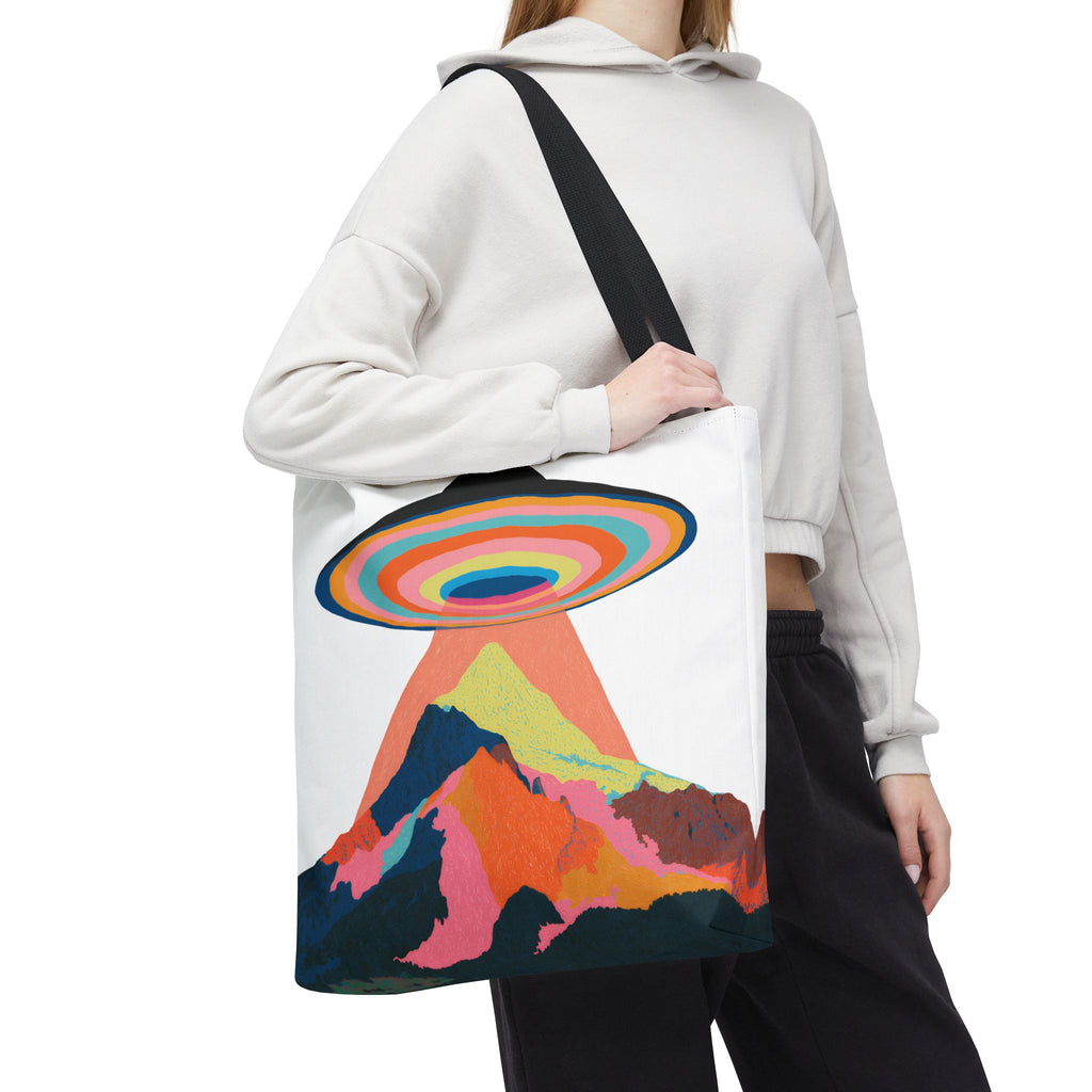 Retro Rainbow UFO Abduction Tote