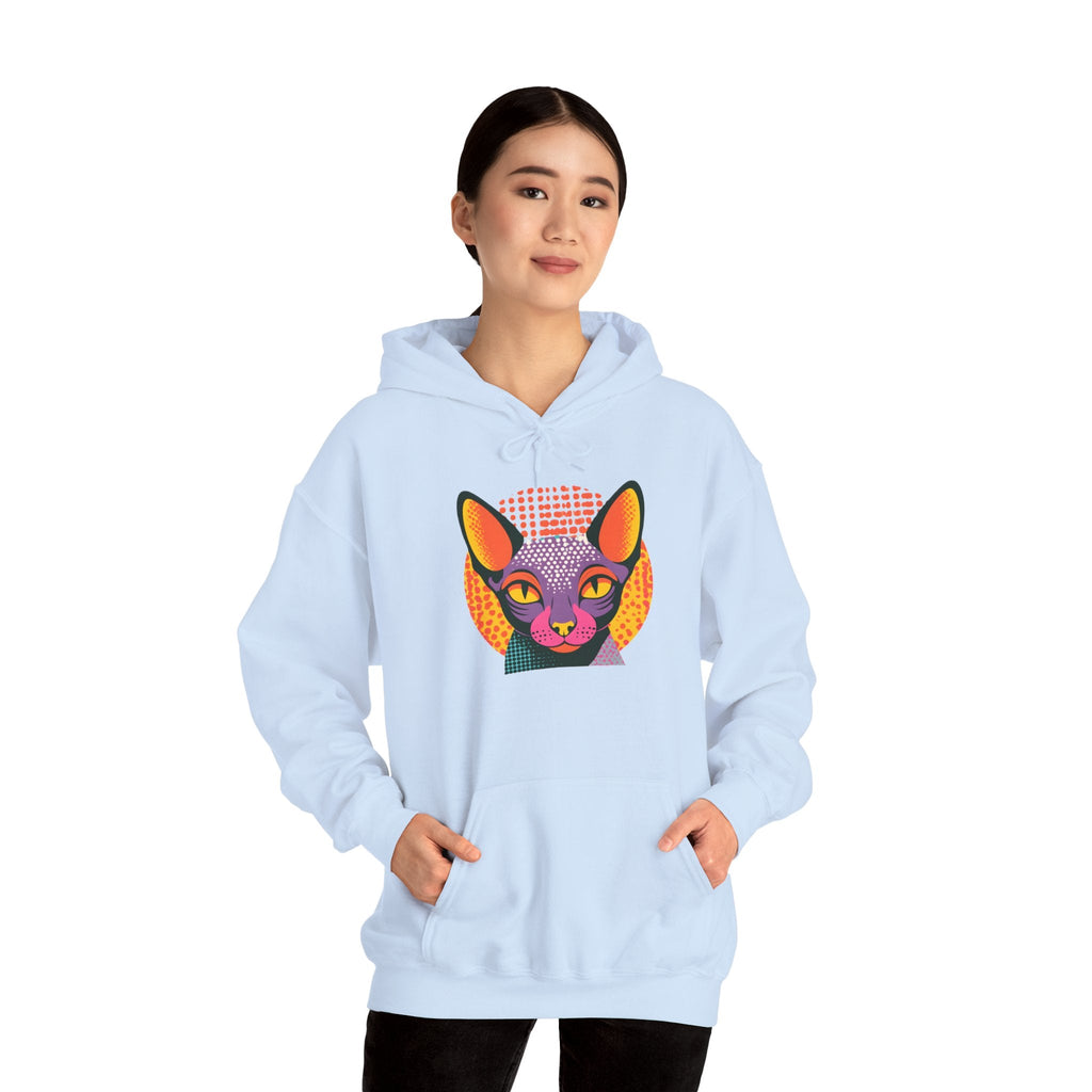 Sphynx Cat Pop Art Hoodie – Colorful Retro Cat Portrait Sweatshirt Printify