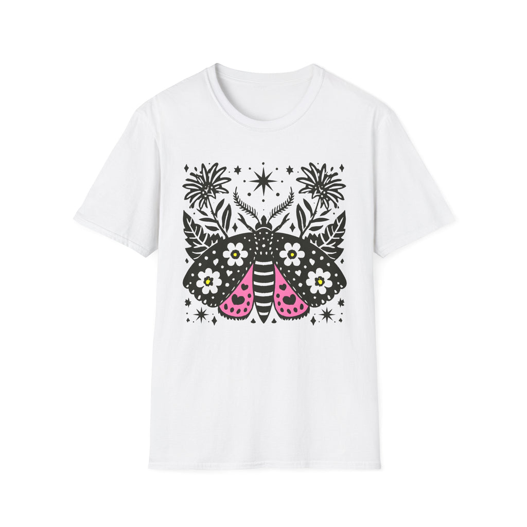 Floral Moth Shirt | Botanical Moth T-Shirt, Night Sky Floral Graphic