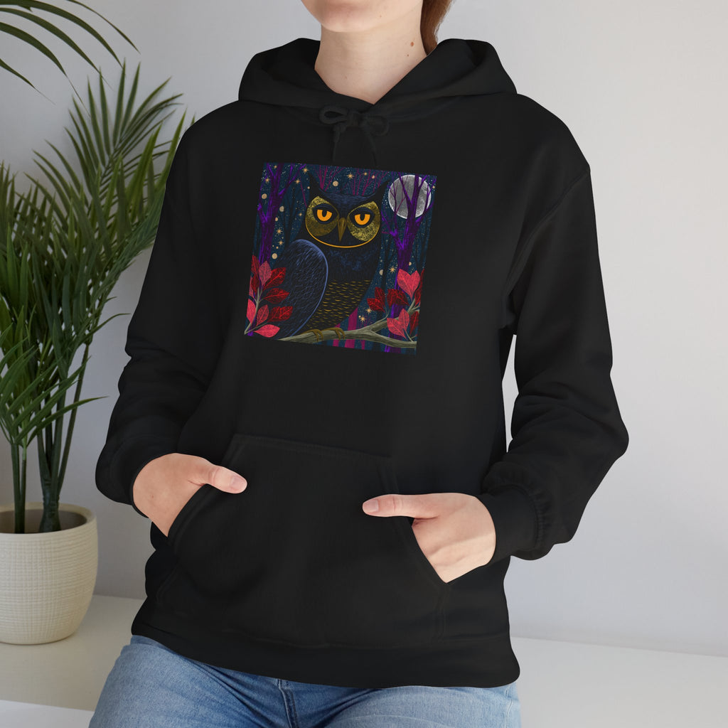 Night Owl Graphic Hoodie — Whimsical Moonlit Owl Sweatshirt