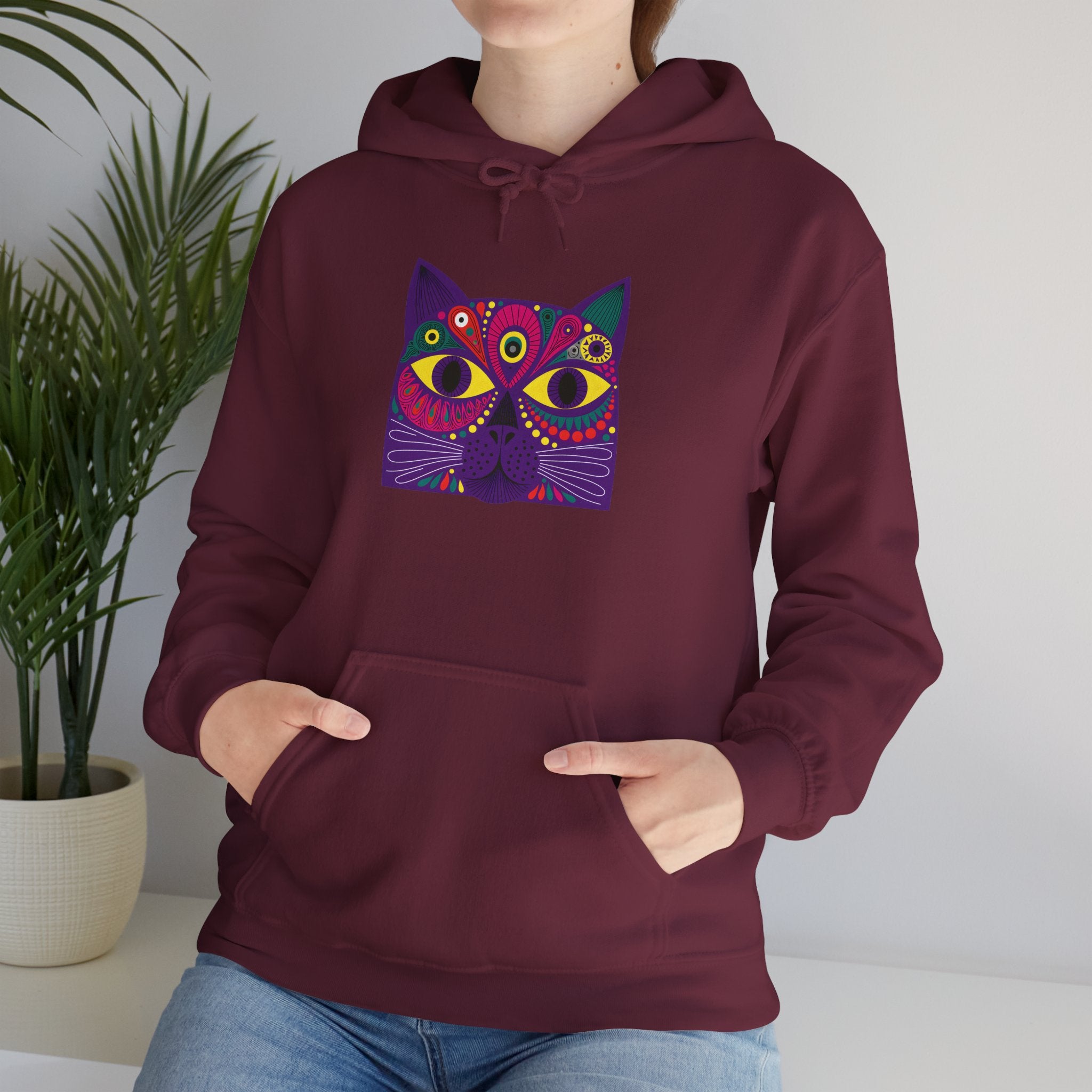 Psychedelic Cat Hoodie - Colorful Third-Eye Cat Graphic Sweatshirt
