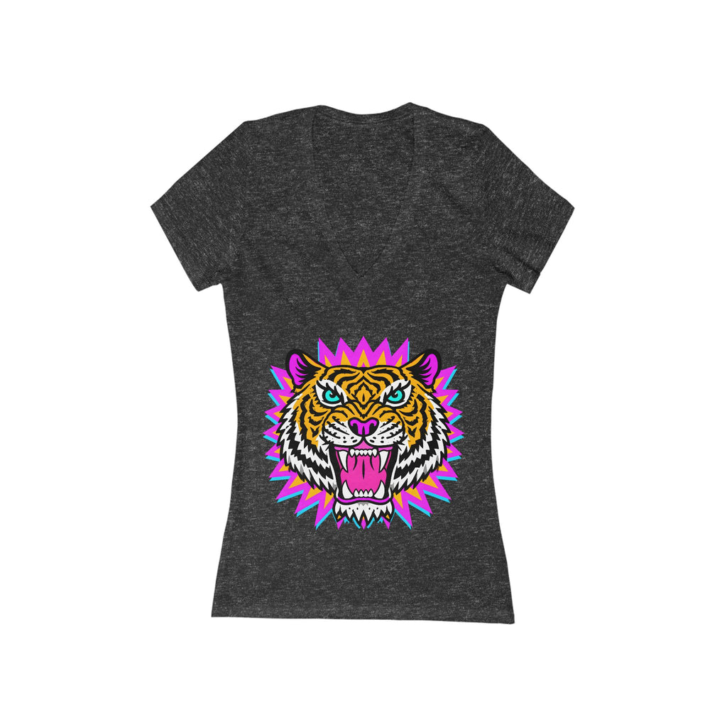 Neon Tiger Head Tee | Women's V-Neck T-Shirt