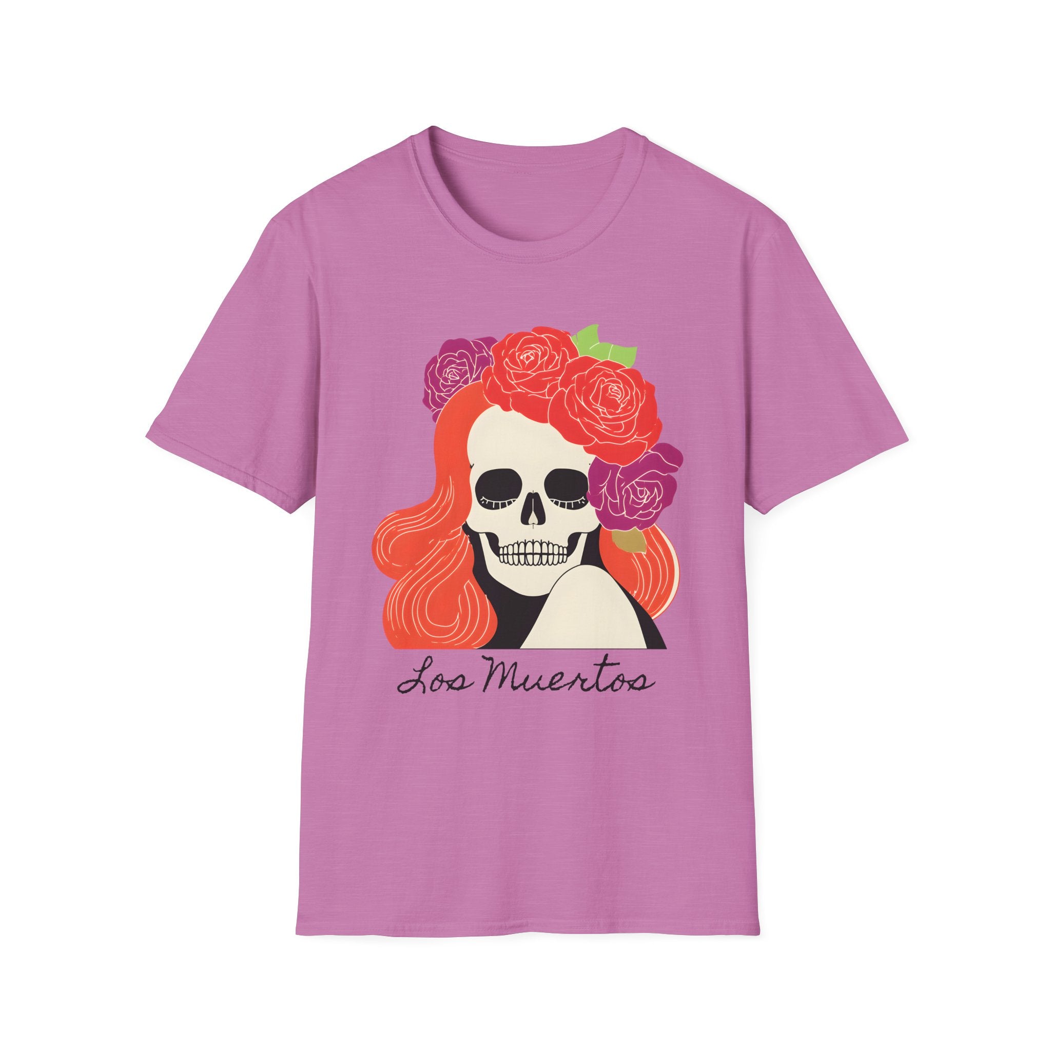 Los Muertos Floral Skull with Flower Crown T-Shirt | La Catrina Art
