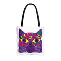Psychedelic Purple Cat Tote Bag | Colorful Boho Animal Face