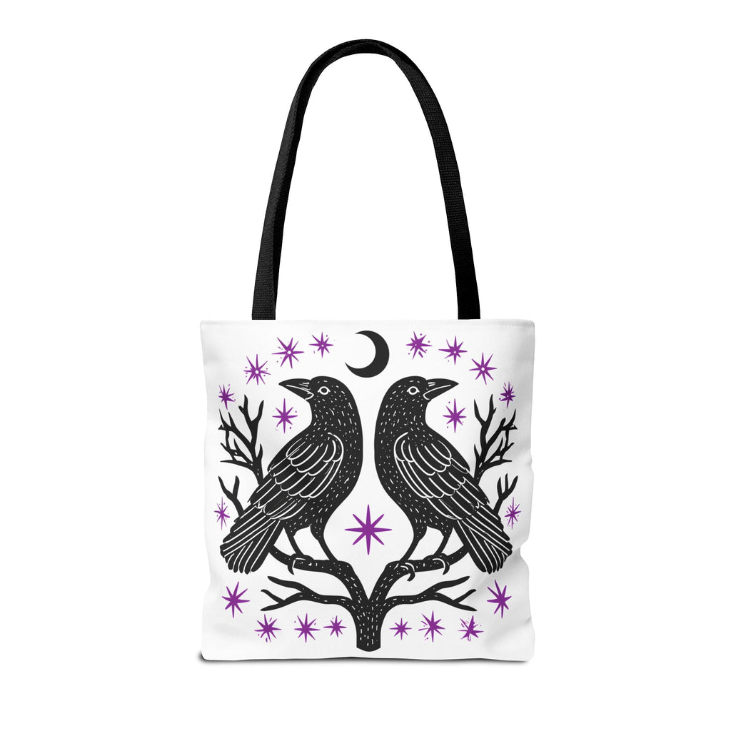Mystic Raven Moon Tote Bag — Gothic Moon & Stars Canvas Tote Printify